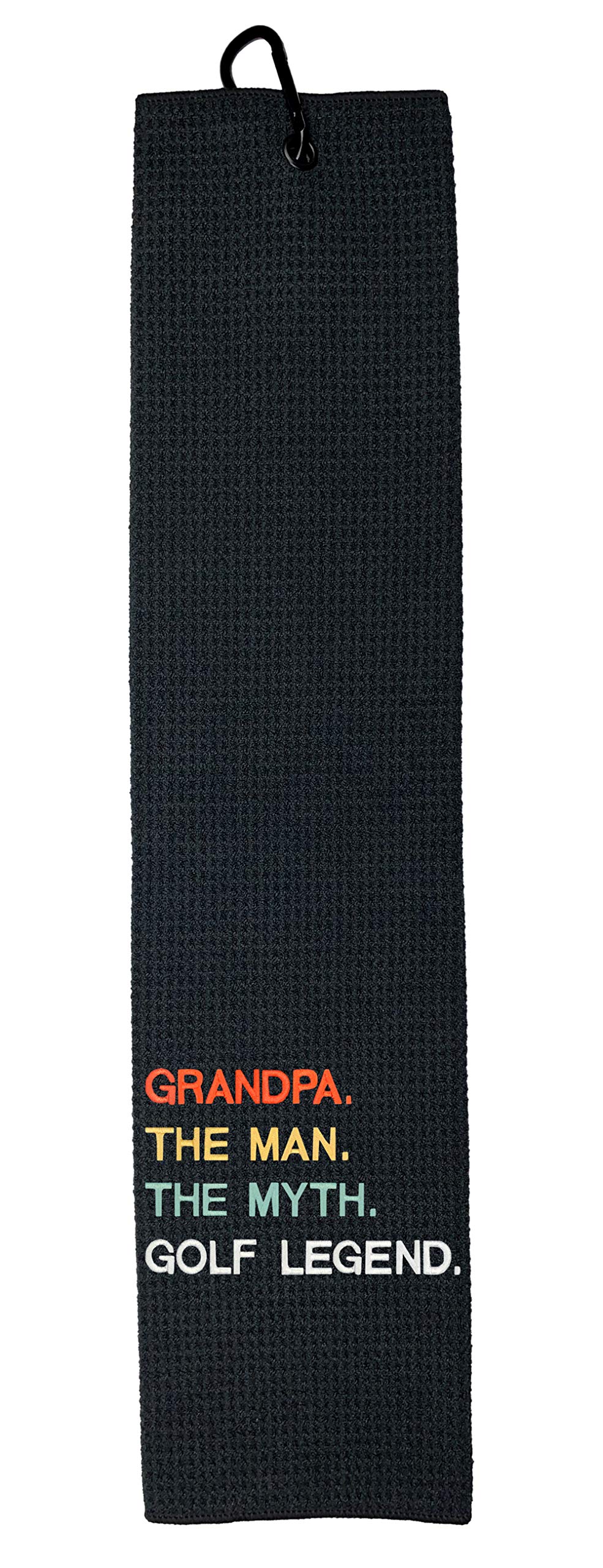 Wolf Golf Towels - Embroidered Funny Golf Towel for Men | Grandpa The Man The Myth Golf Legend Design | Premium Golf Accessories & Unique Golf Gifts for Dad, Husband, Boyfriend | Perfect for Course, Practice, Tournaments & Golf Enthusiasts