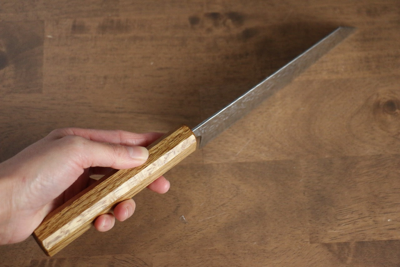 Premium AUS10 Damascus Steel Bunka Knife 170mm - Handcrafted Hammered Finish with Oak Handle - Perfect for Slicing, Dicing & Precision Kitchen Tasks