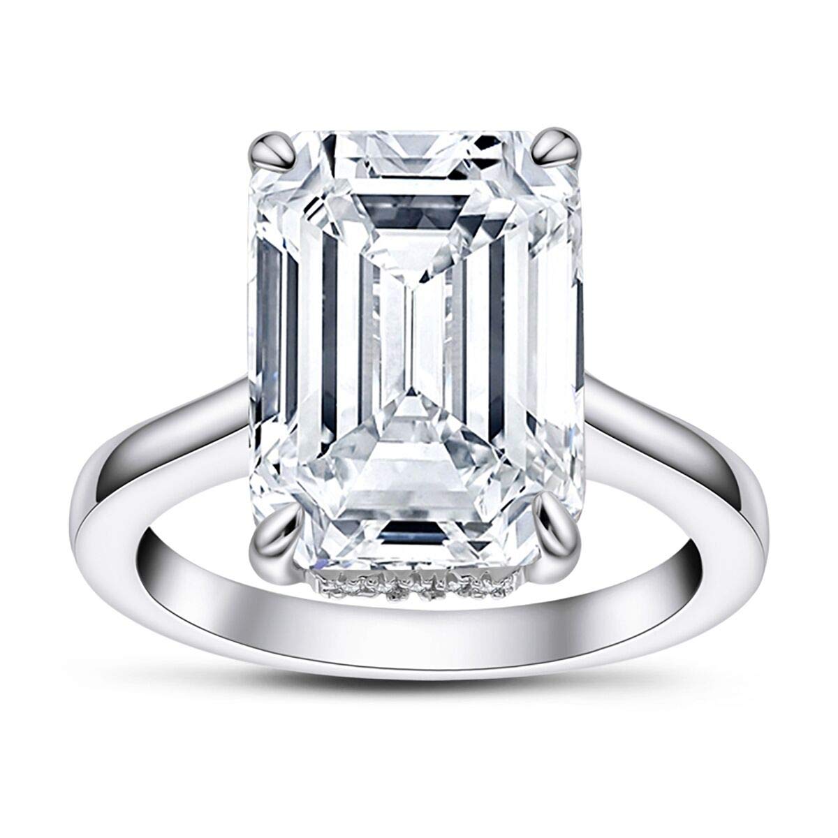 AINUOSHI 6-5ct Cubic Zirconia Engagement Ring - Cushion/Oval/Emerald Cut Solitaire in 925 Sterling Silver with Jewelry Box | Perfect for Proposals, Anniversaries & Bridal Jewelry