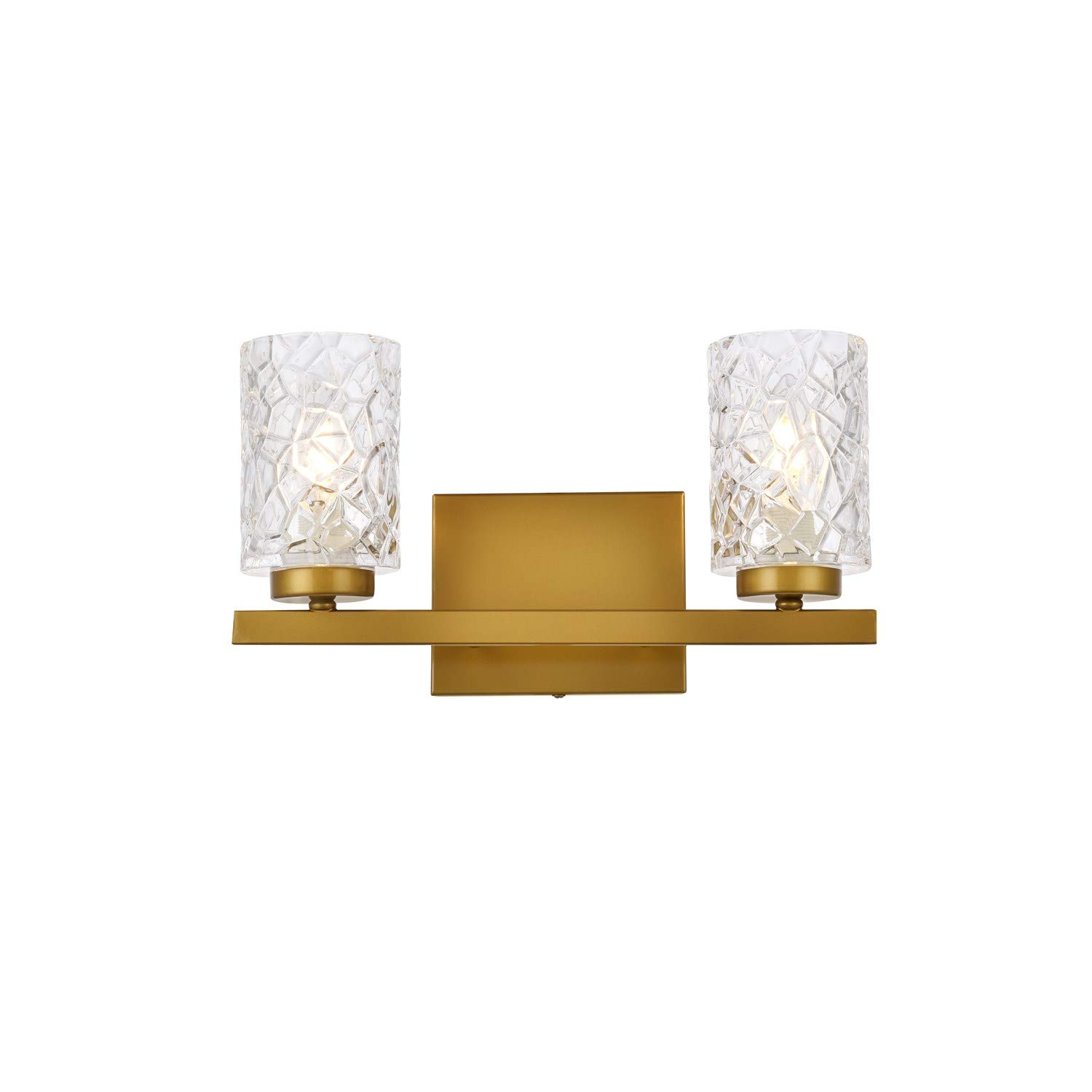 Cassie 2-Light Brass Bathroom Wall Sconce with Clear Glass Shade - Perfect for Vanity Lighting, Powder Room & Modern Bathroom Decor