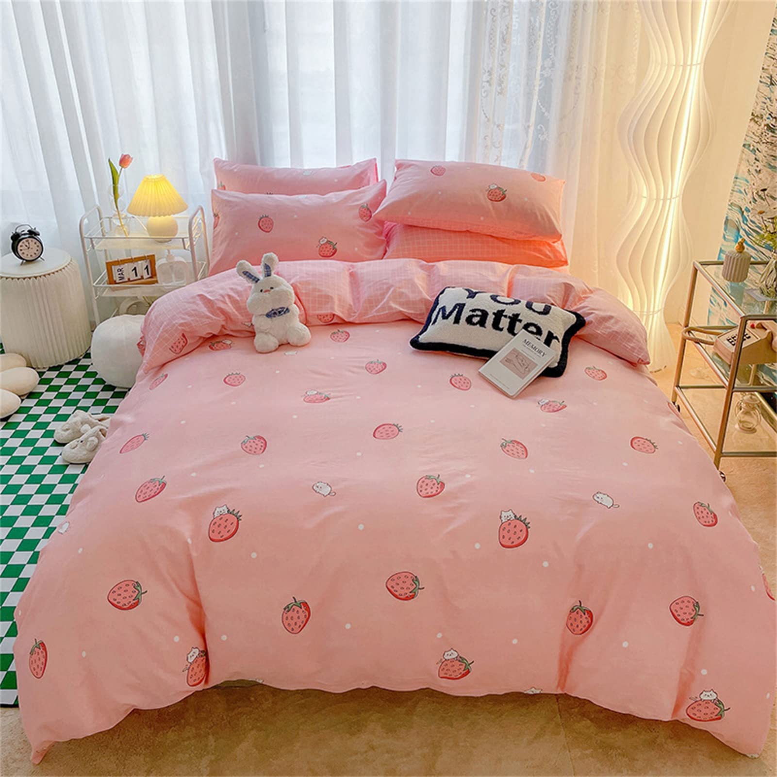 100% Cotton 4-Piece Comforter Set - Reversible Breathable Bedding with Fresh Floral Print for Girls, Women & Students (Twin Size 1.2m) - Perfect for Dorm Rooms, Guest Bedrooms & Cozy Home Decor