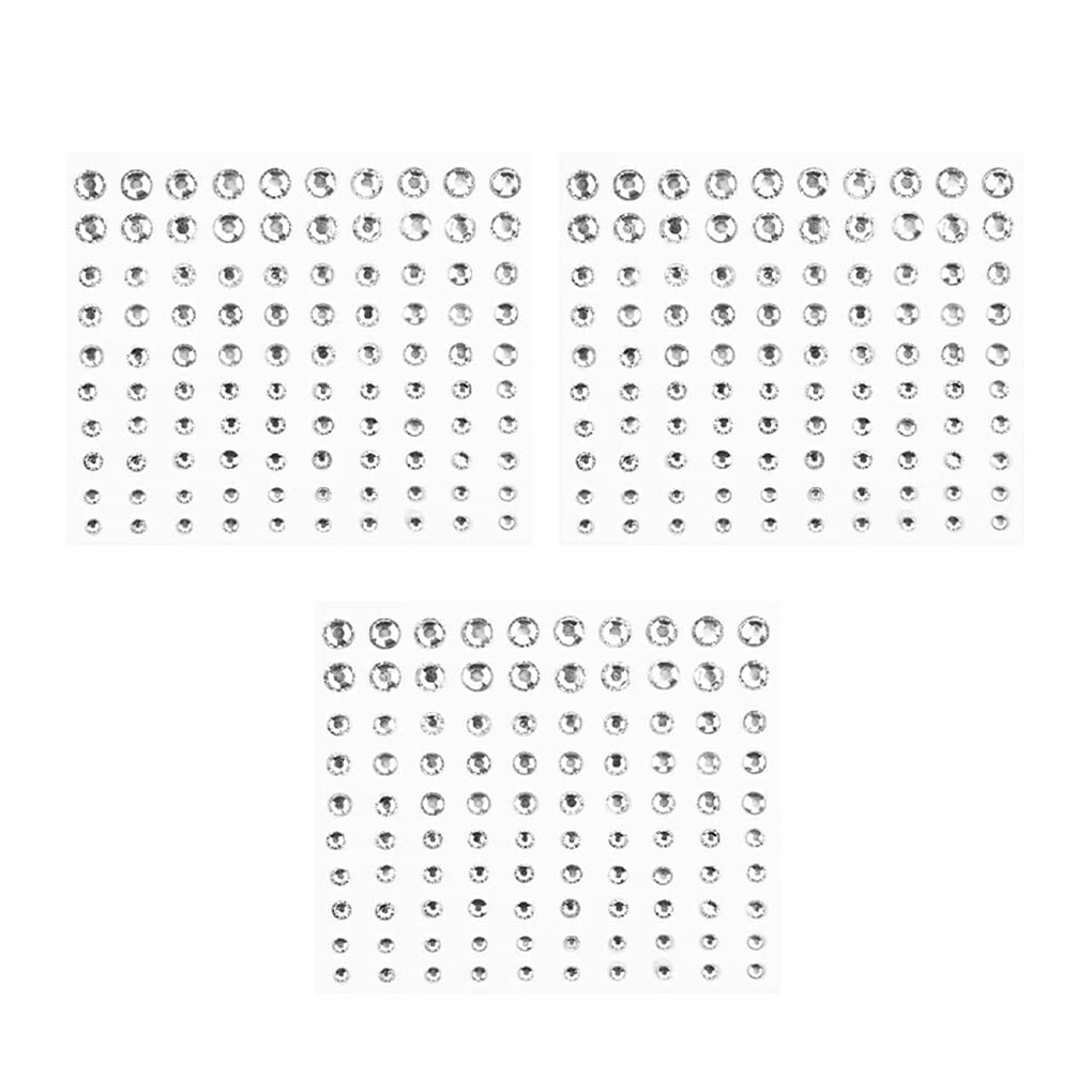 QOKLIYUI 3 Sheets Rhinestone Nail Art Crystals - Self-Adhesive Fingernail Decorations for DIY Manicure, Party & Wedding Nail Accessories
