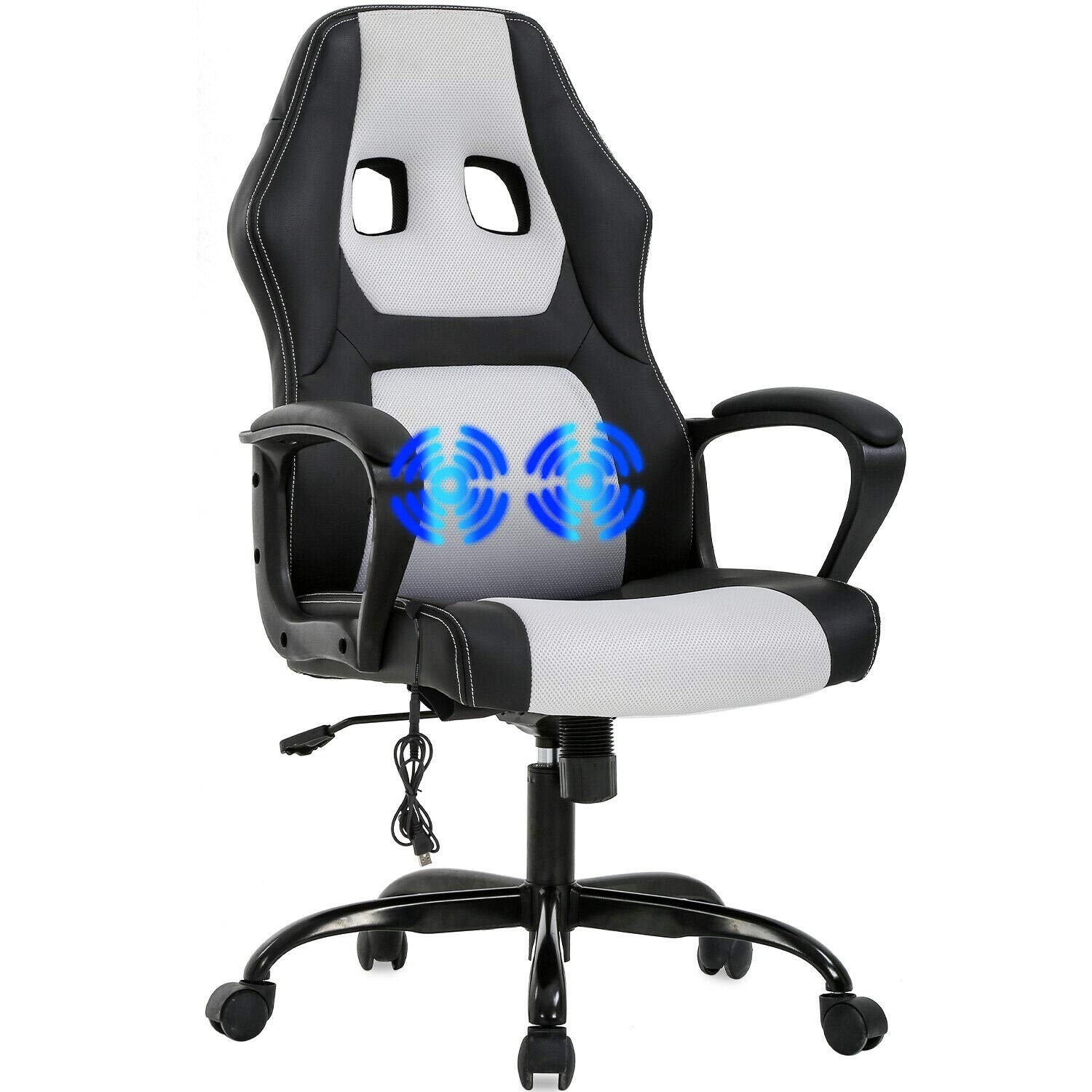 LRXG Ergonomic Gaming Chair - Adjustable PU Leather Office Desk Chair with Massage Function (Color: E) | Perfect for PC Gaming, Work & Home Office Comfort