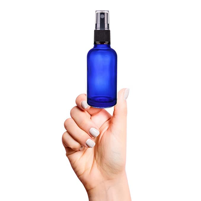 PHARCOS 30ml Blue Glass Spray Bottle with Pump - Refillable Essential Oil Bottle for Perfume, Aromatherapy & DIY Remedies | Travel-Sized Home & Beauty Storage Solution (Pack of 2) - Perfect for Skincare, Haircare & Room Fragrance