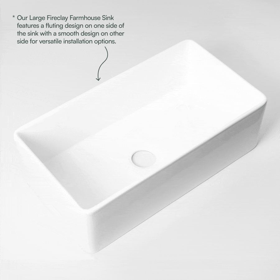 Large Farmhouse Fireclay Sink - Durable Kitchen Sink for Modern & Rustic Homes - Perfect for Cooking, Cleaning & Entertaining