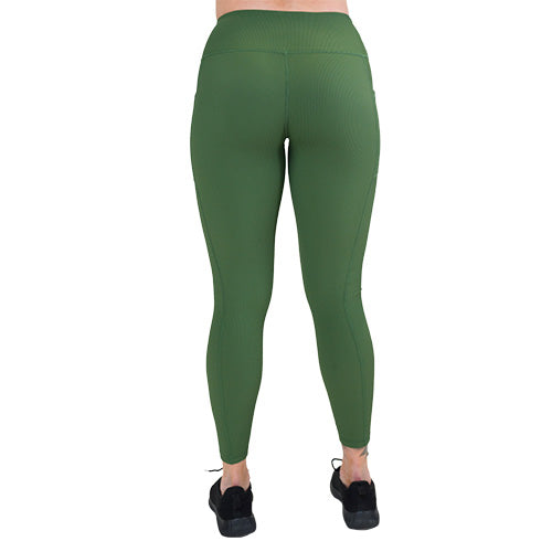 High Waist Ribbed Leggings for Women - Stretchy & Comfortable Hunter Green Yoga Pants - Perfect for Workouts, Lounge & Everyday Wear