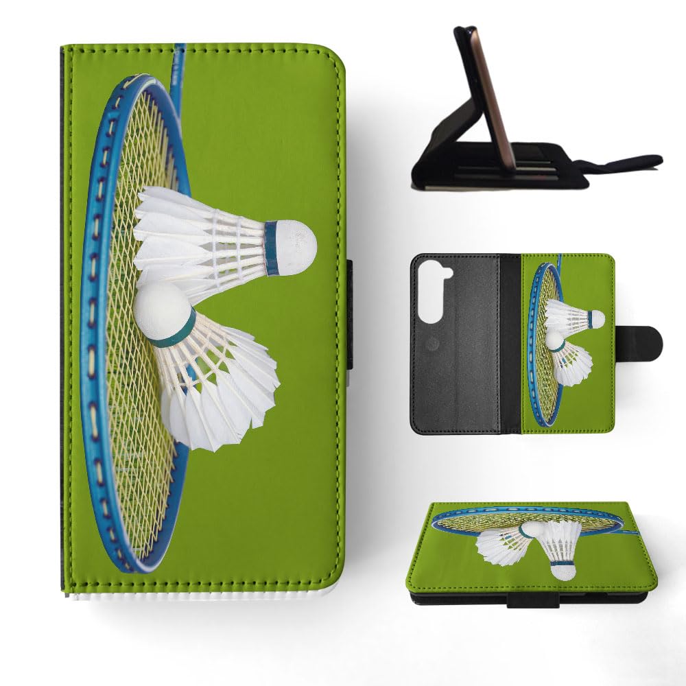 Premium Badminton Shuttlecock Design Flip Wallet Phone Case for Samsung Galaxy S23 - Stylish Protective Cover with Card Slots | Perfect for Sports Enthusiasts & Outdoor Activities