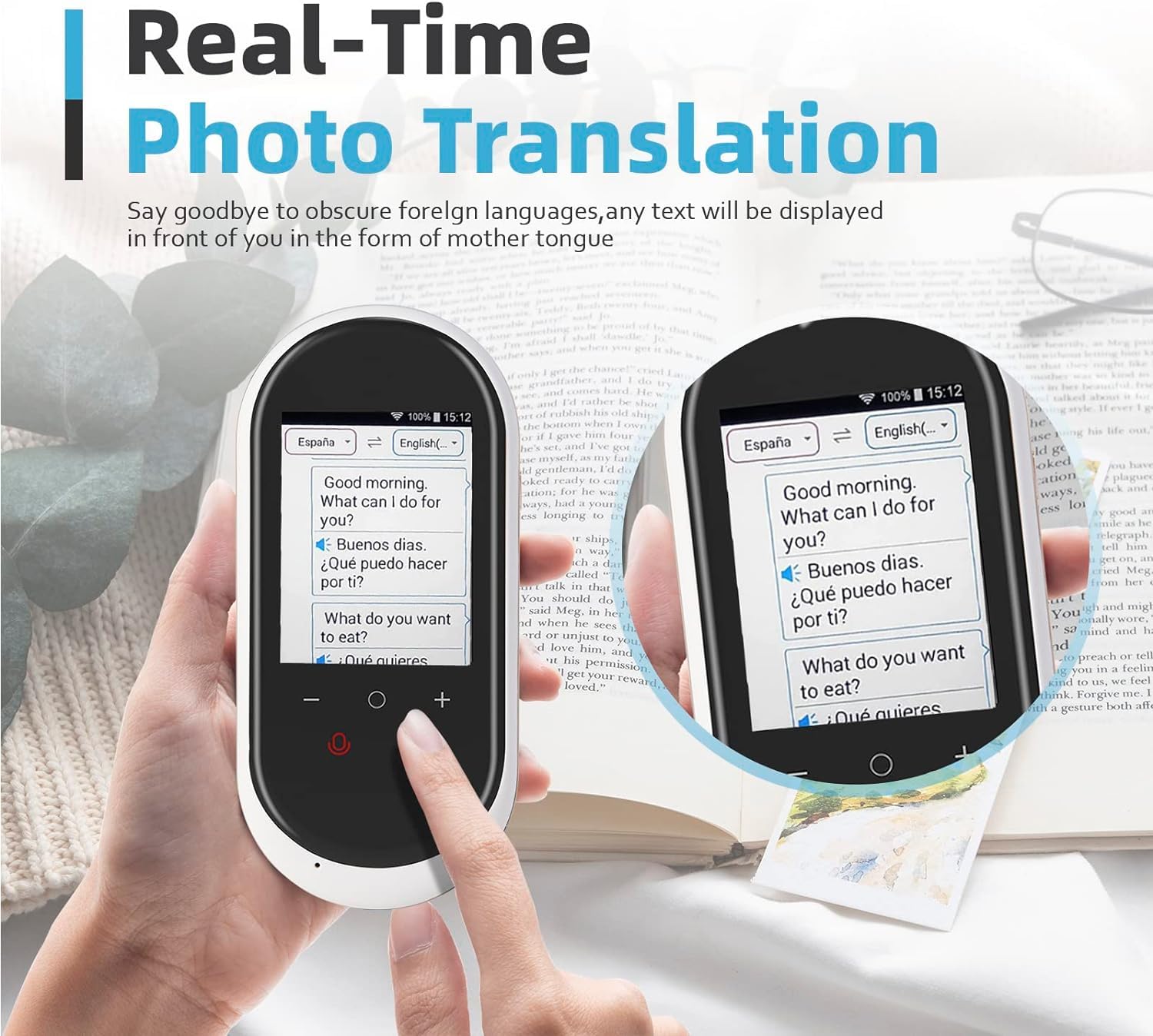 2-Way Instant Language Translator Device - Supports 106 Languages with Voice, Text, Offline & Photo Translation | High Accuracy Portable Translator for Travel, Business Meetings & Language Learning