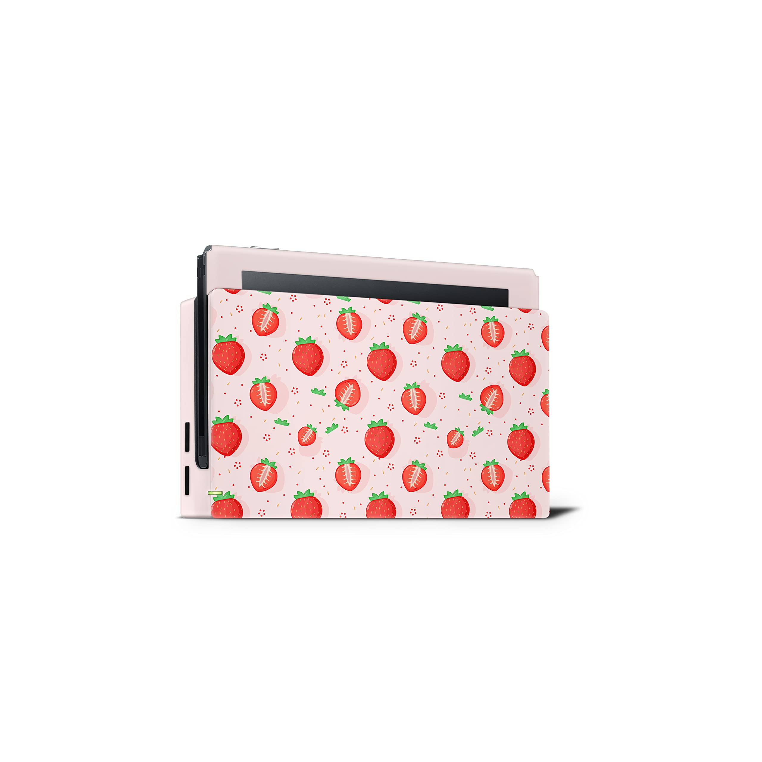 Premium 3M Vinyl Full Wrap Decal Skin for Nintendo Switch - Kawaii Strawberry Design Compatible with Joy-Con, Console & Dock | Protective Cover for Gaming, Travel & Home Decor