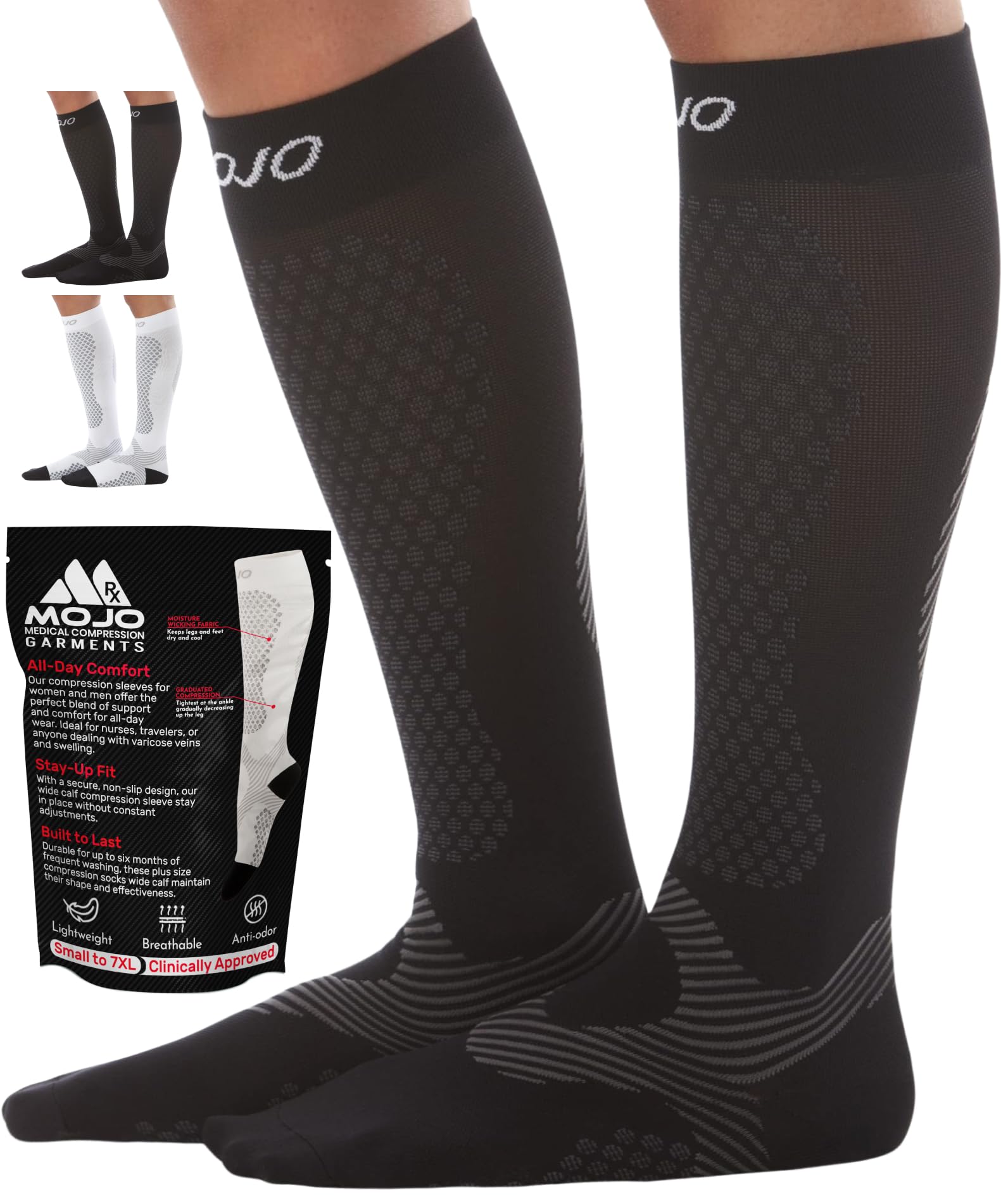 Mojo Compression Socks for Men & Women - 20-30mmHg Medical Grade Support for Running, Travel & Recovery - Improve Circulation & Reduce Swelling for Athletes & Nurses