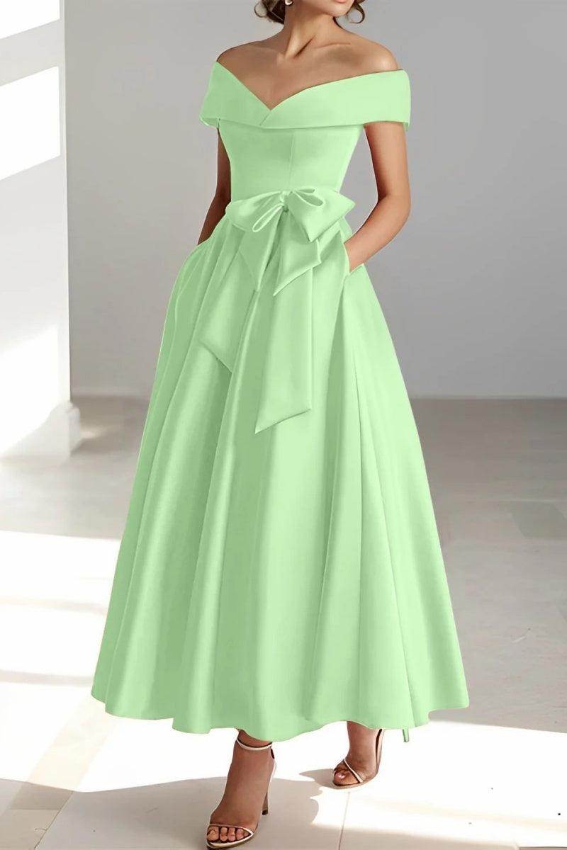 Elegant Off-The-Shoulder Sleeveless Ankle-Length Mother of the Bride Dress CM0332 - Perfect for Weddings, Formal Events & Special Occasions