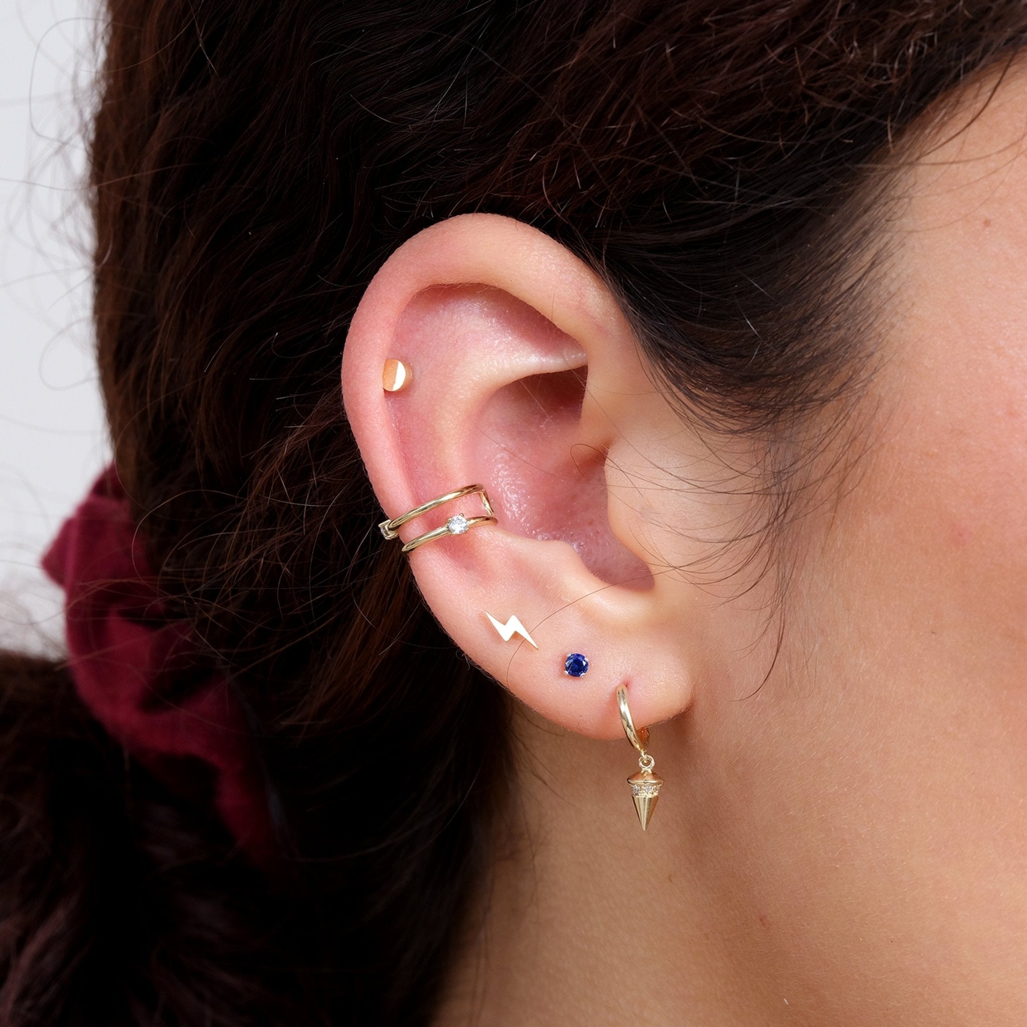 14k Yellow Gold Lightning Bolt Flat Back Stud Earrings - Perfect for Everyday Wear, Gifts & Punk Rock Fashion