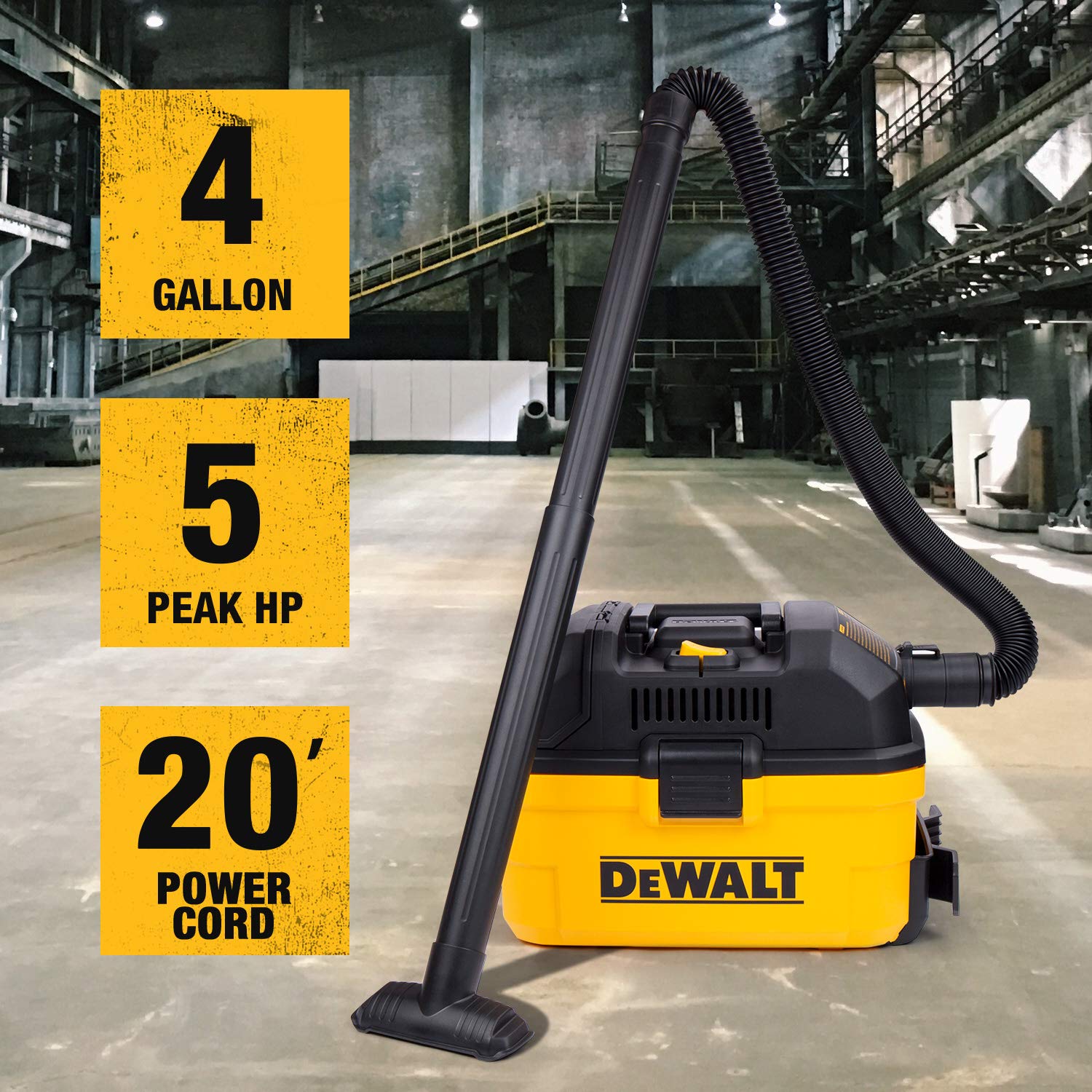 DEWALT 4 Gallon Wet/Dry Vacuum - Portable Workshop Vac for Cleaning