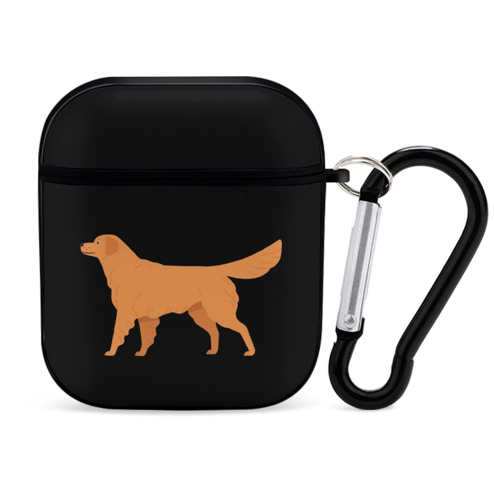 Cute Golden Retriever AirPods 1/2 Case - Compatible with Apple Bluetooth Headset Cover, Protective Case for AirPods 1 & 2, Black Style - Perfect for Dog Lovers & Pet Owners (Great Gift for Christmas, Travel, Workout)