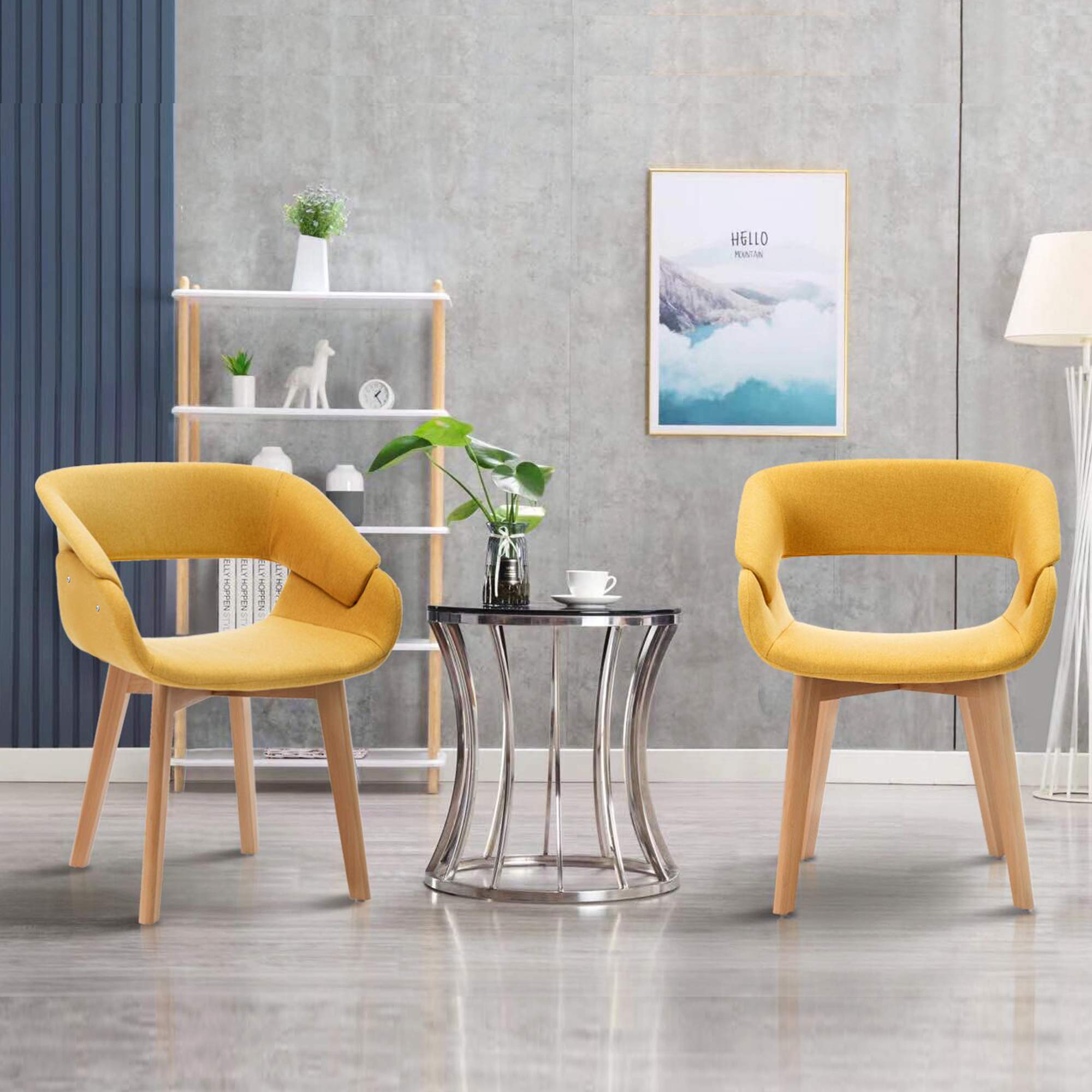 **Ivinta Dining Chairs Set of 2 - Modern Upholstered Fabric Kitchen Chairs with Solid Wood Legs, Accent Chairs for Living Room, Restaurant & Home Decor (Yellow) - Perfect for Dining, Entertaining & Small Spaces**