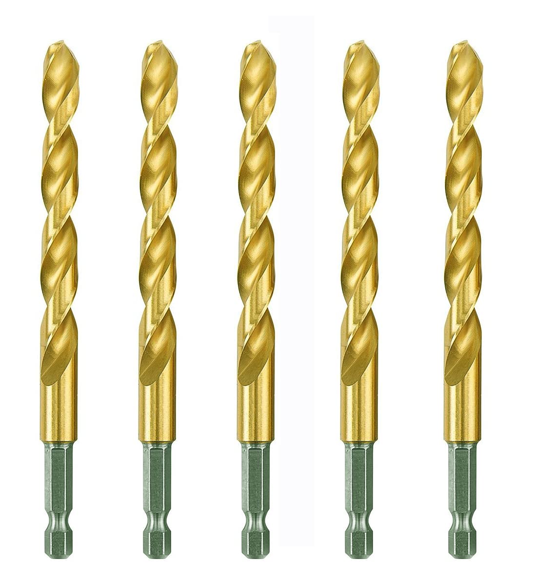 Titanium Nitride HSS Drill Bit Set - 5Pcs for Metal & Steel Drilling
