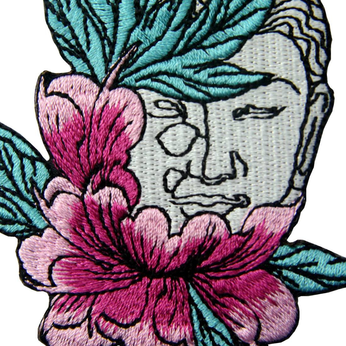 Buddha and Lotus Flower Embroidered Iron On Patch - Spiritual Applique Badge for Jackets, Bags & DIY Crafts