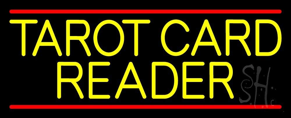10x24 Inch Yellow Tarot Card Reader LED Neon Sign with Dimmer - Black Square Acrylic Backing, Bright Premium Indoor Light for Storefronts & Home Decor - Perfect for Psychic Shops, Gift Stores & Themed Rooms