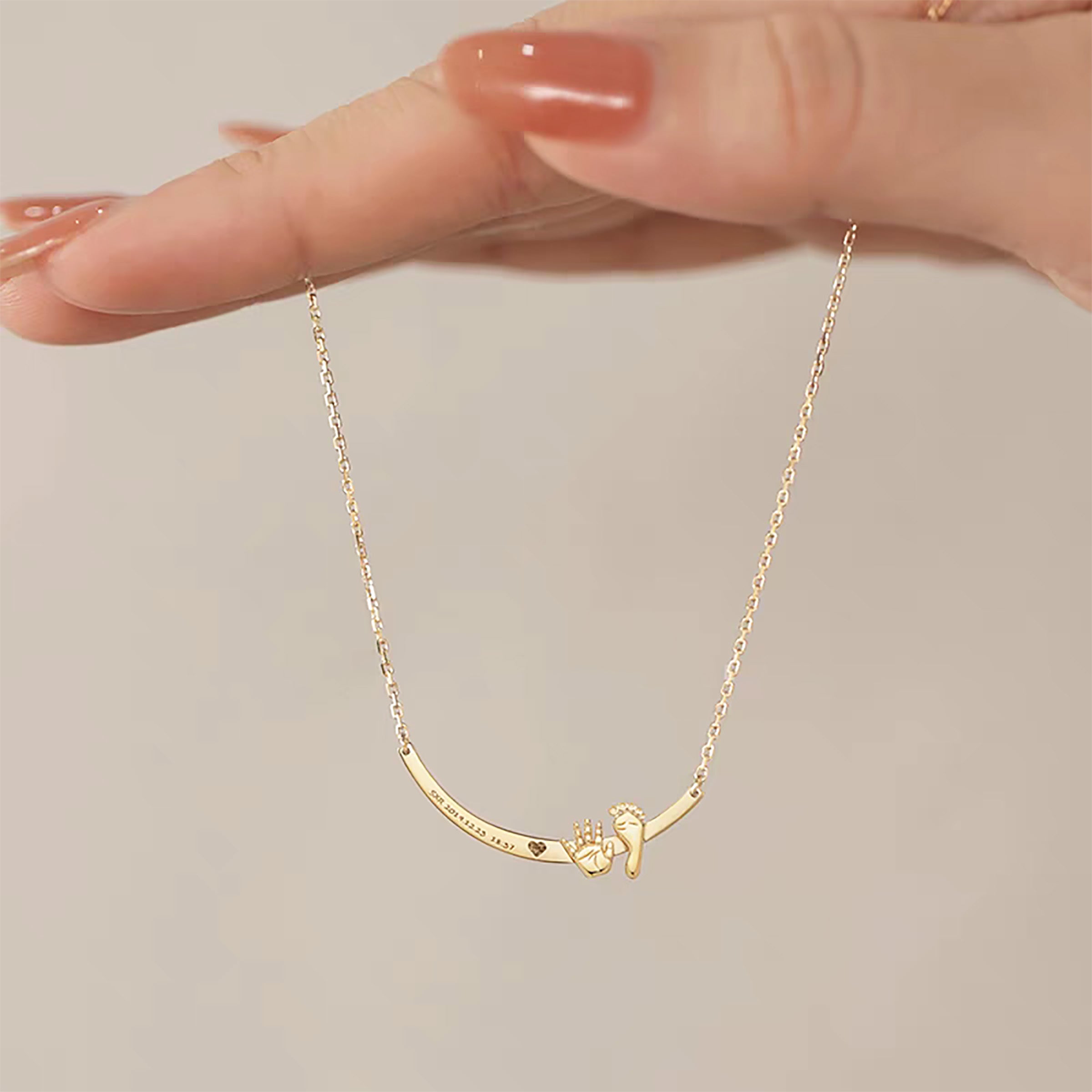 Solid Gold Baby Footprint Necklace - Personalized Keepsake Jewelry for Newborns, Baptism, Christening & First Birthday Gifts
