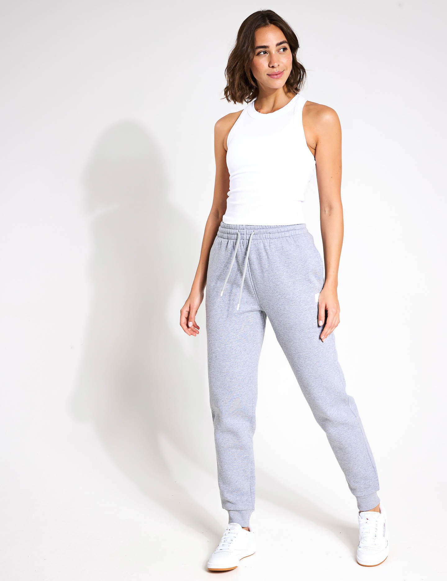 Millie Slim Fleece Track Pants for Women - Soft & Comfortable Grey Marl Joggers for Running, Yoga & Lounge Wear