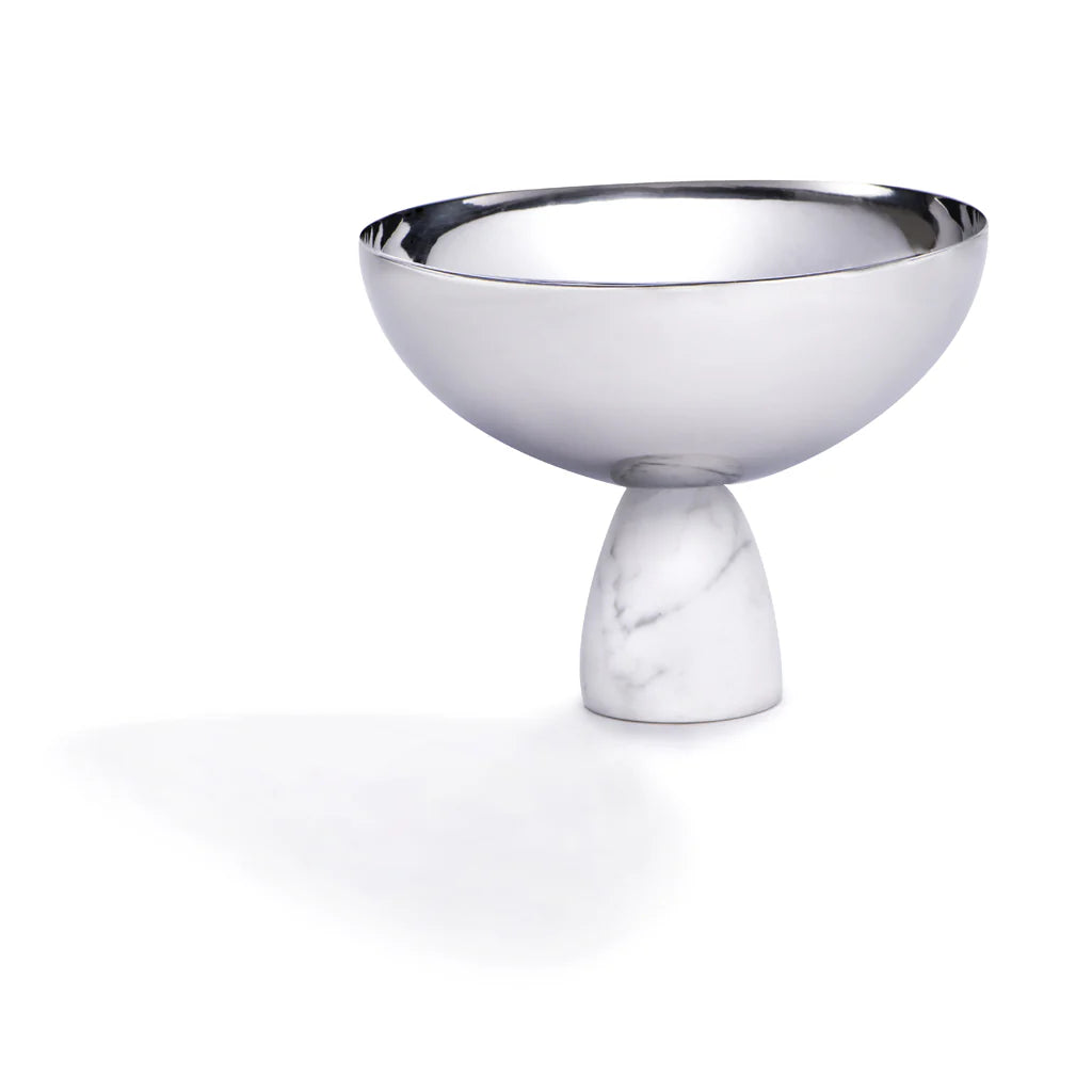 Premium Marble & Silver Nut Bowl - Elegant Snack Serving Dish for Parties, Home Decor & Entertaining