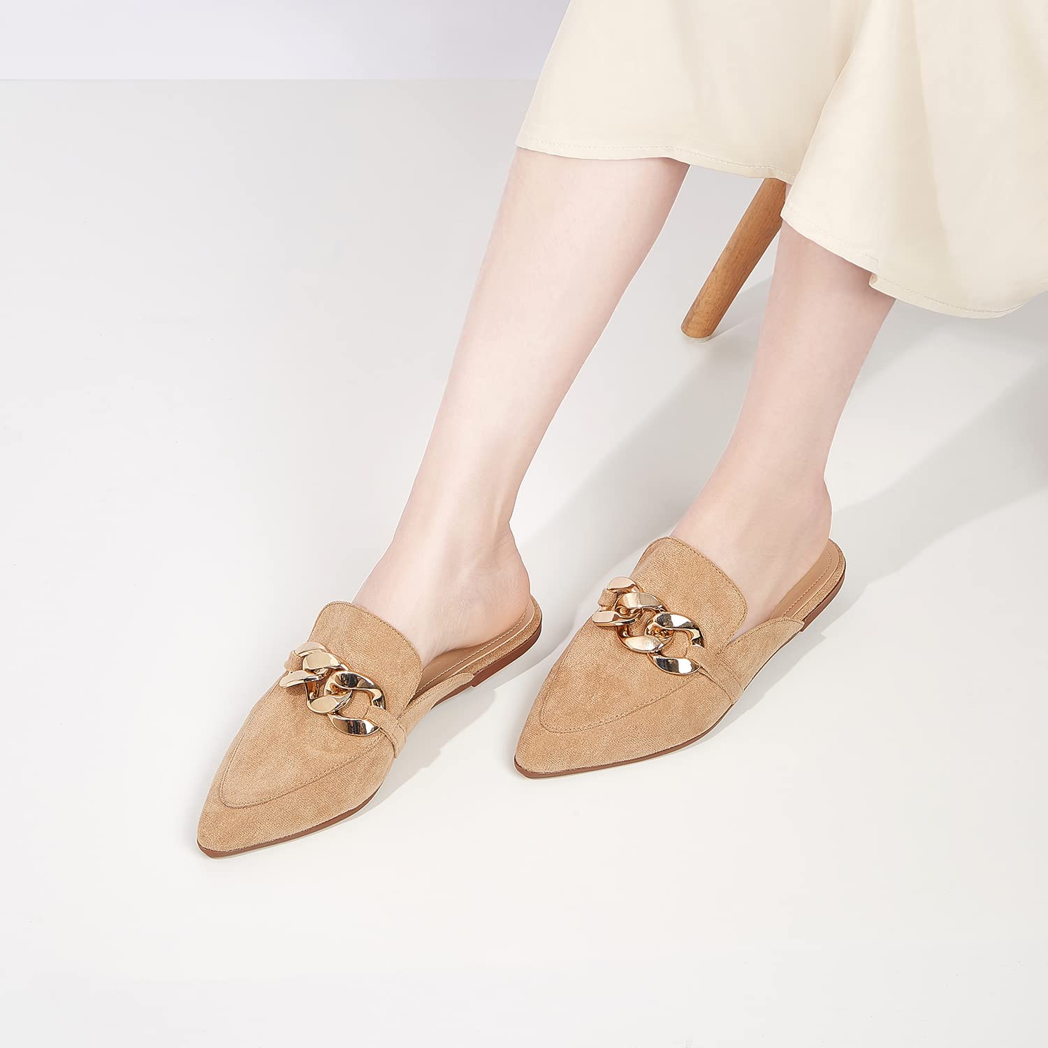 Women's Pointed Toe Mule Loafers - Slip On Flat Slides for Comfort & Style | Perfect for Office, Casual Outings & Everyday Wear