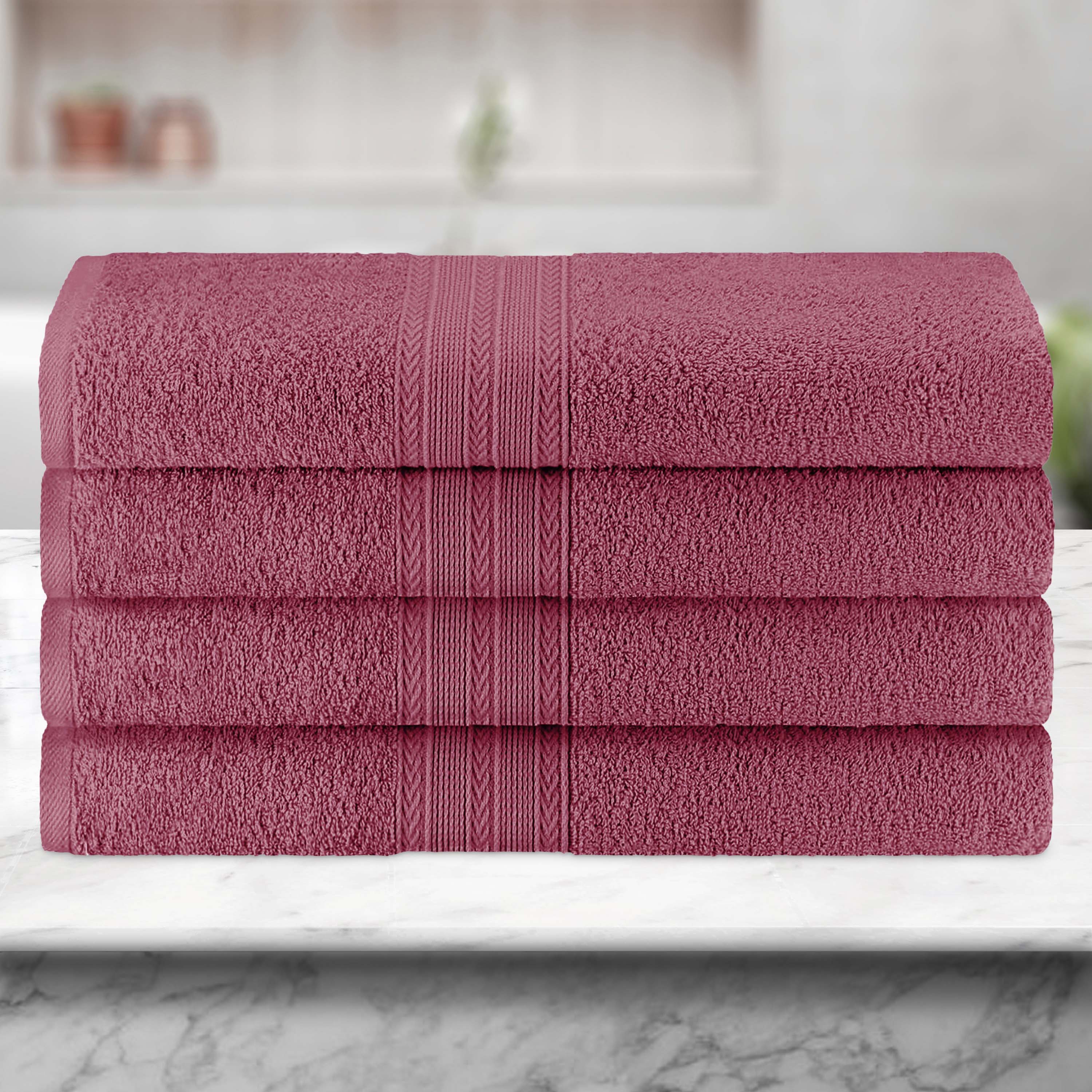 Premium 100% Cotton Eco-Friendly 4-Piece Bath Towel Set - Soft, Absorbent & Hypoallergenic - Perfect for Spa, Bathroom & Beach Use