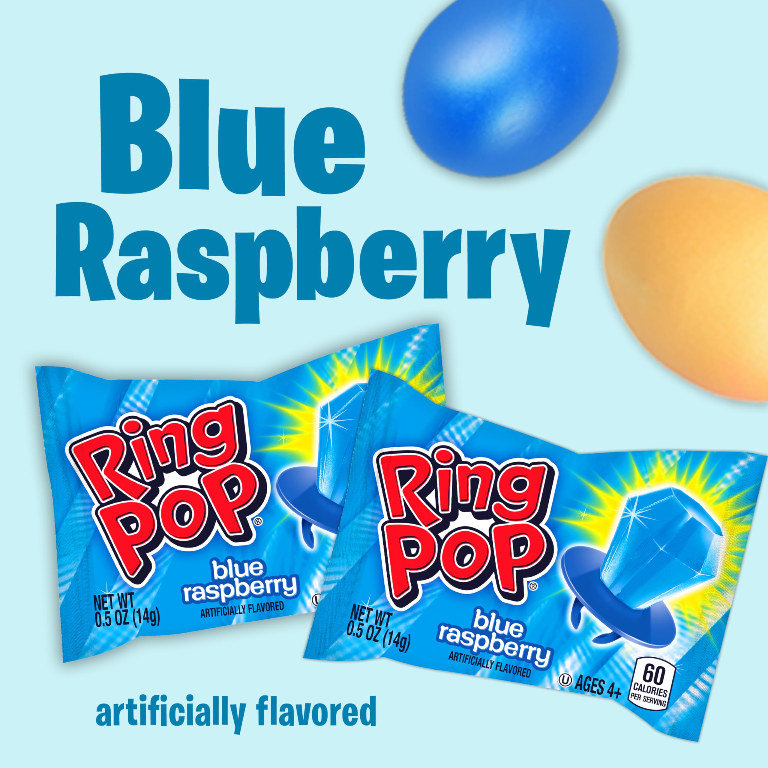 Blue Raspberry Ring Pop Lollipops - Bulk Party Candy for Easter, Gender Reveal, Bachelorette Parties & Favors - Perfect for Easter Baskets, Wedding Celebrations & Kids' Birthday Party Treats