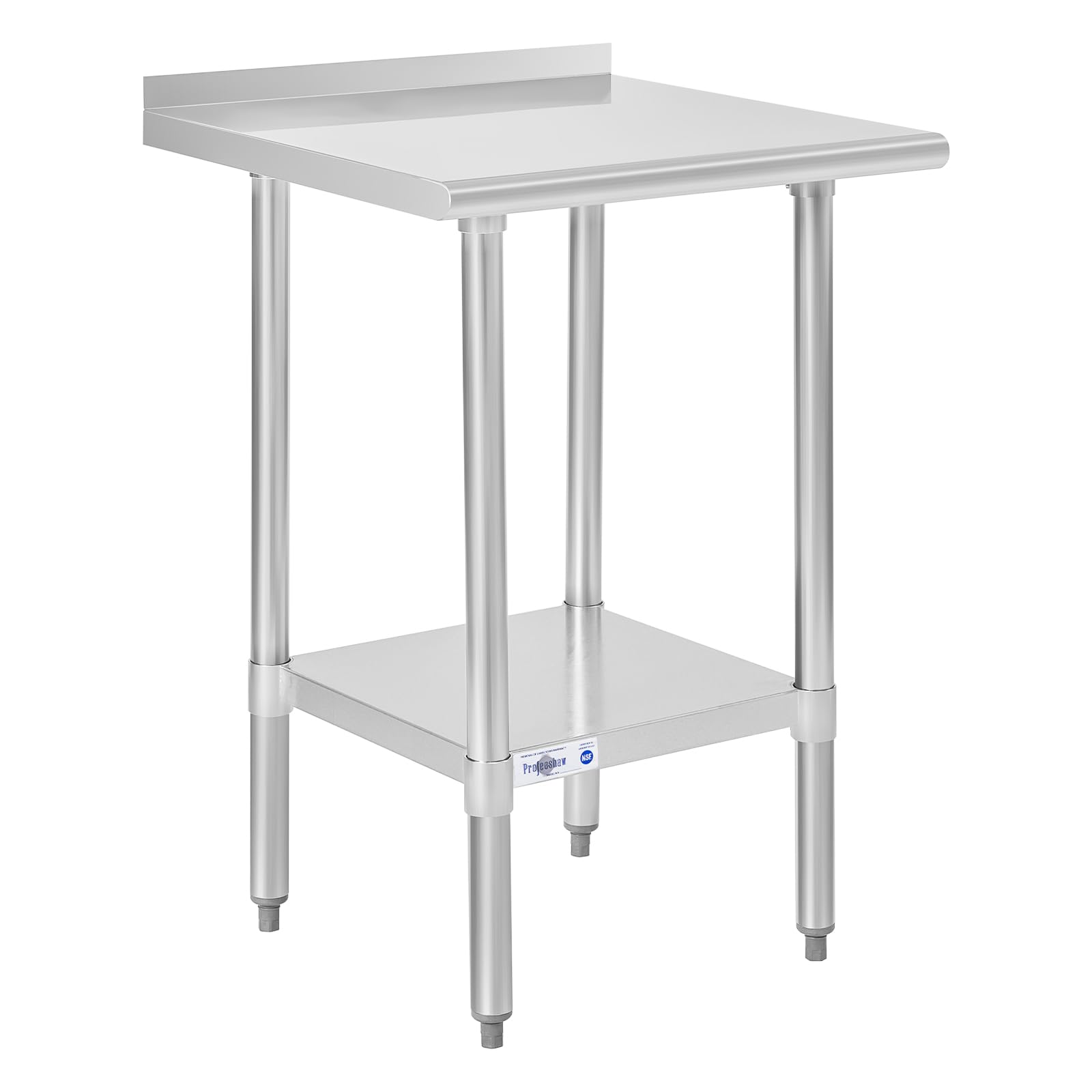 Professional NSF Certified Stainless Steel Prep Table 24x24 Inch - Commercial Kitchen Workstation with Backsplash & Undershelf for Restaurants, Catering & Food Service