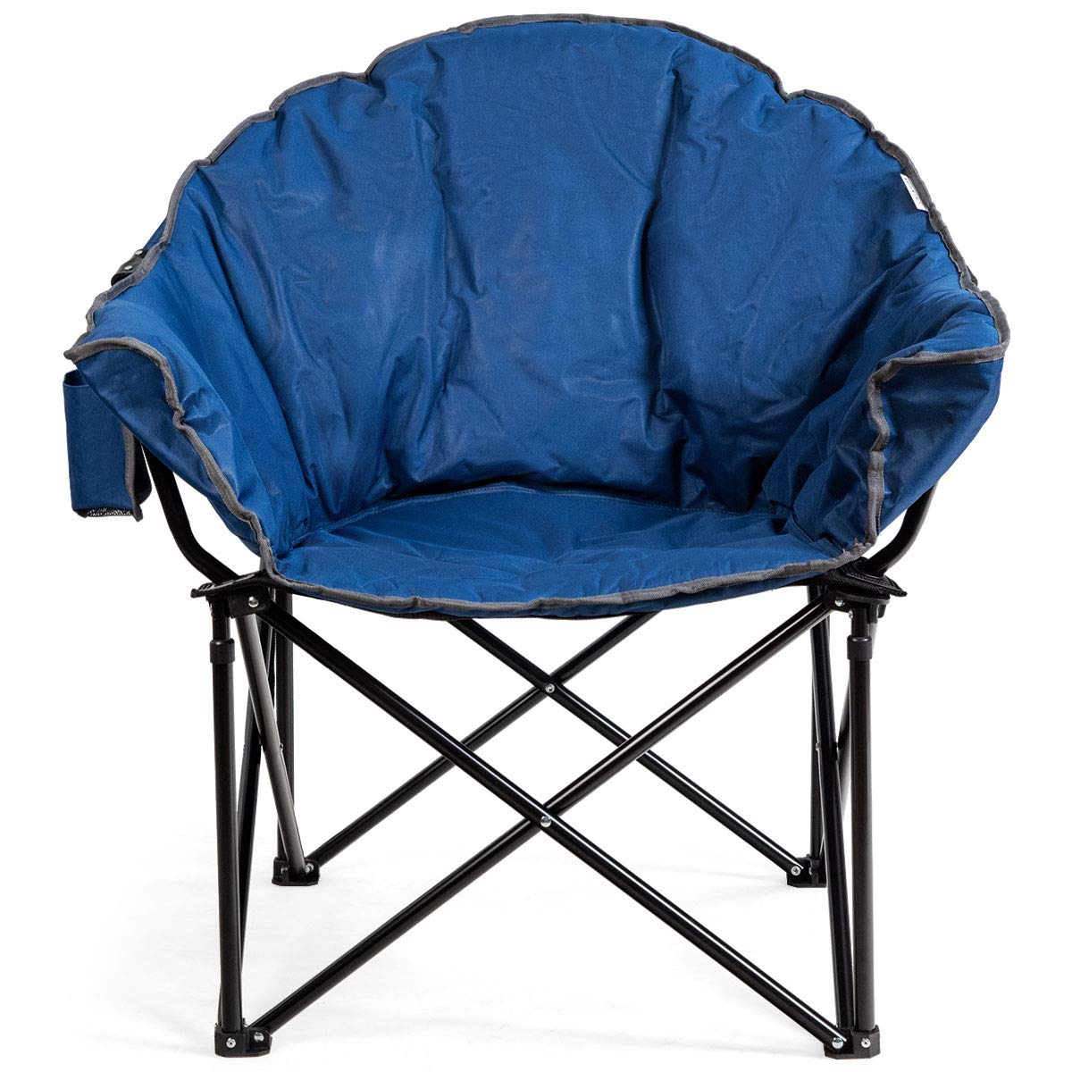 Giantex Portable Camping Chair - Moon Saucer Chair with Soft Padded Seat, Outdoor Folding Lawn Chair with Cup Holder & Carry Bag (Navy) - Perfect for Beach, Picnic, Backyard & Camping Trips
