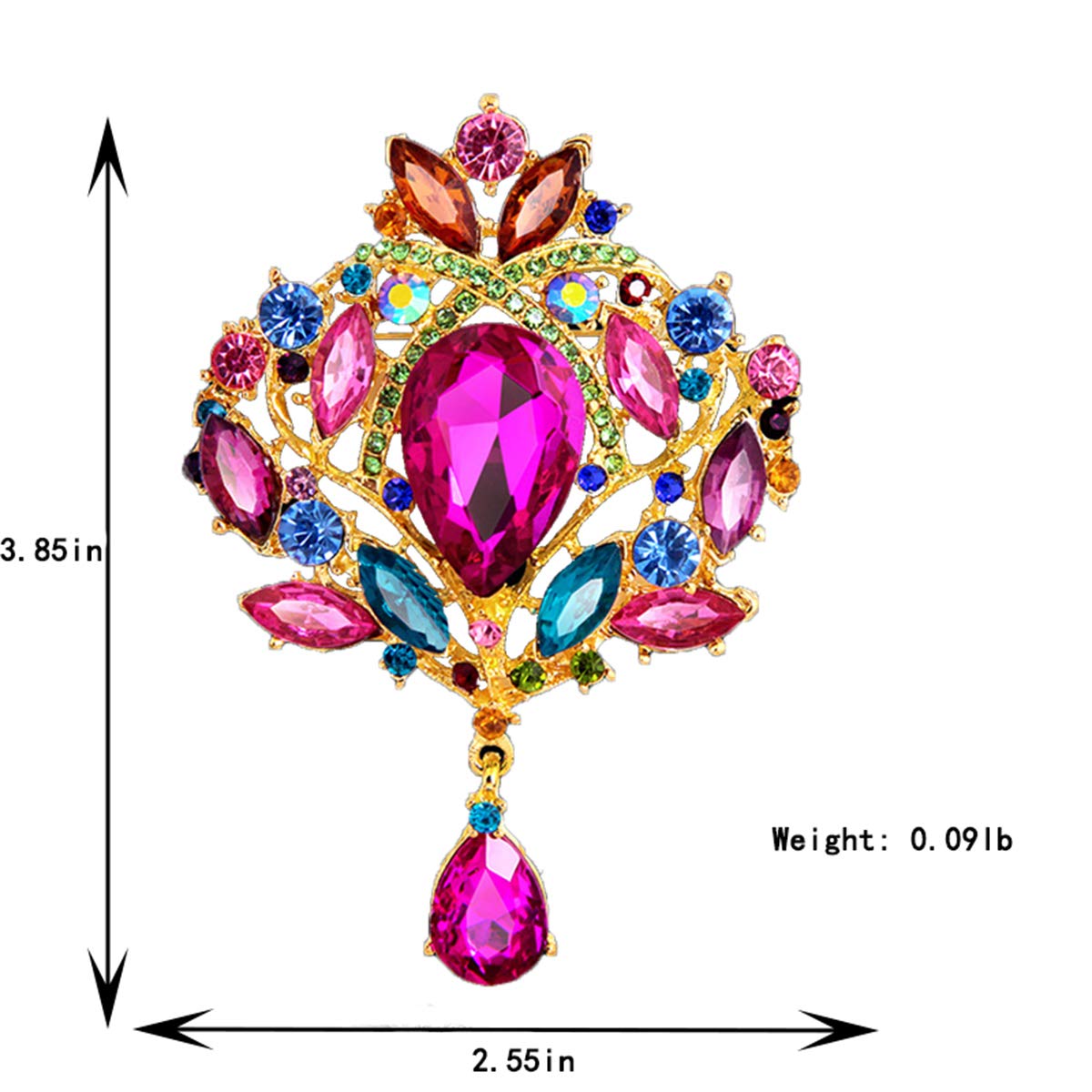 Seven Wolves Rhinestone Crown Brooch for Women - Elegant Dress Accessory
