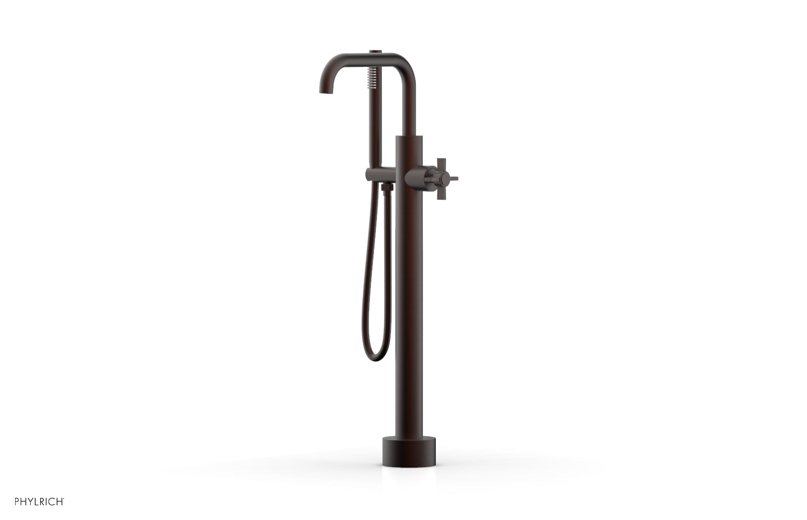 BASIC Low Floor Mount Tub Filler with Cross Handle and Hand Shower - D132 45 03 - Perfect for Modern Bathroom Renovations and Spa-Like Shower Experiences