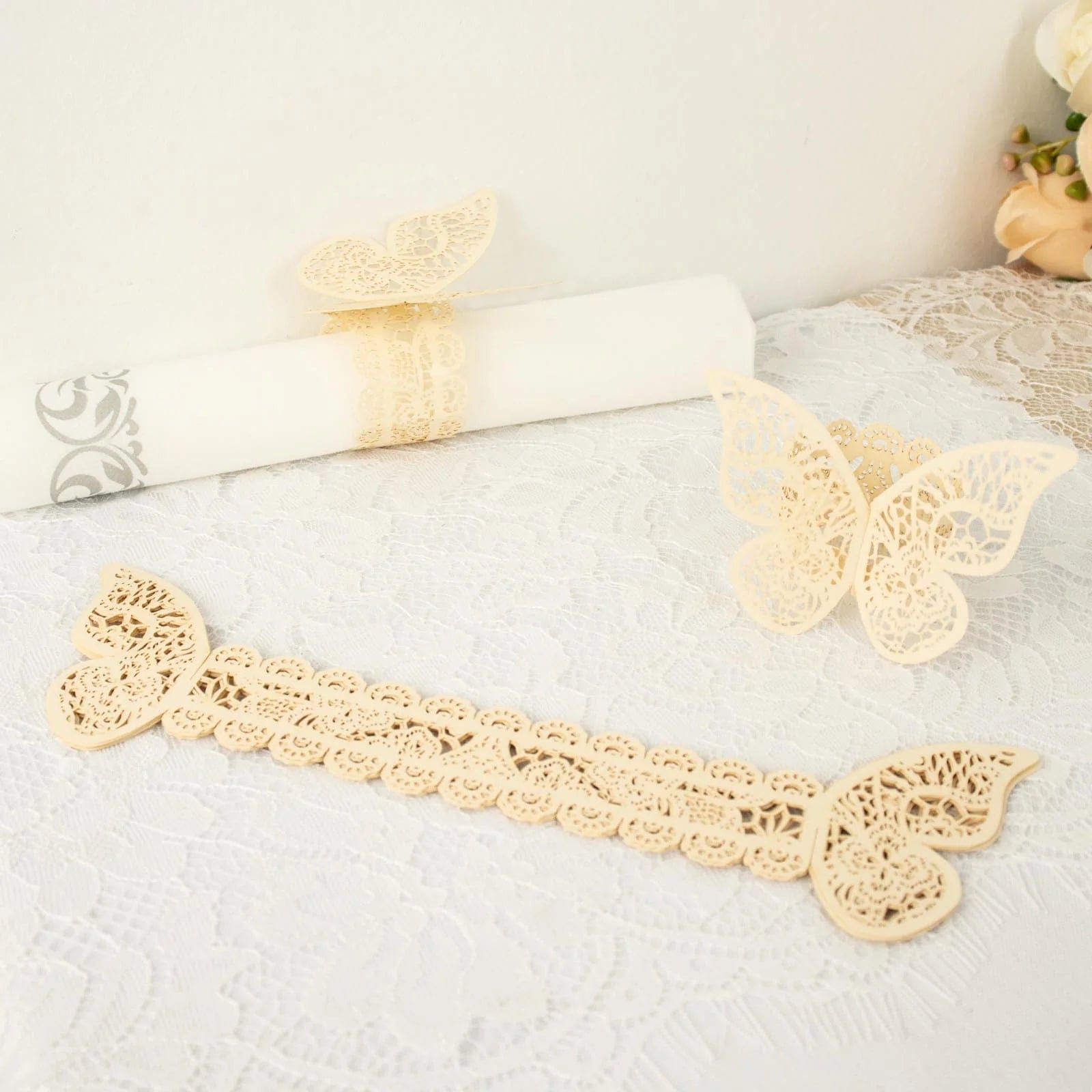 12 Pack Laser Cut 3D Butterfly Napkin Rings for Wedding, Party & Table Decor - Elegant DIY Paper Craft for Dinnerware & Home Decoration