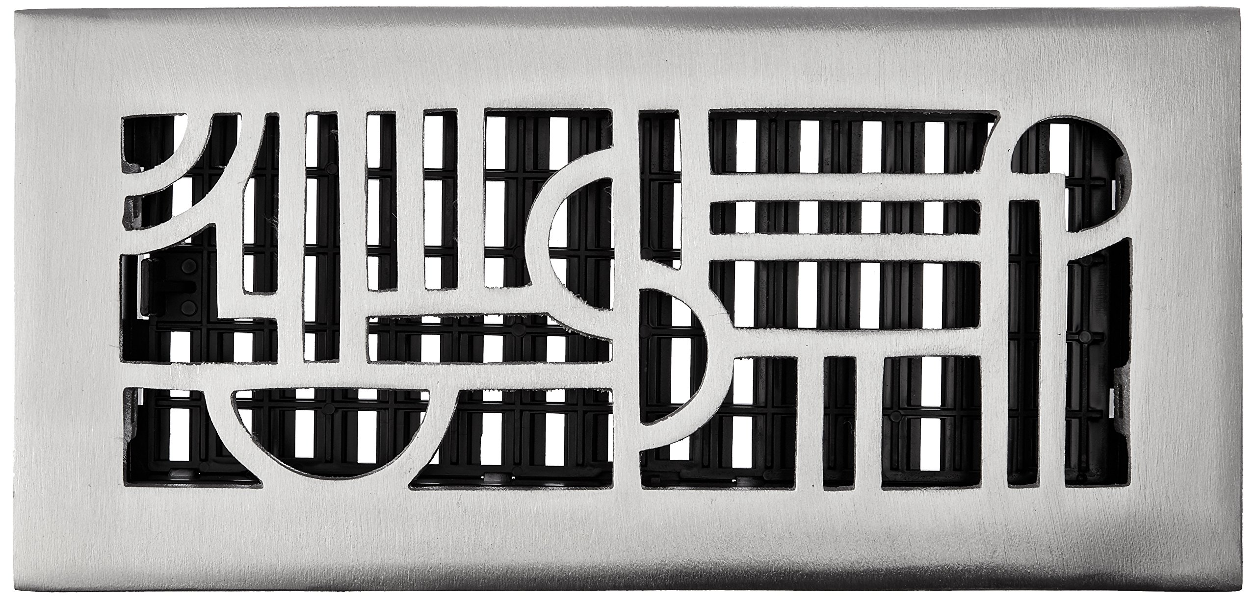 4x10 Art Deco Aluminum Floor Register - Brushed Nickel Finish for Home & Office Decor