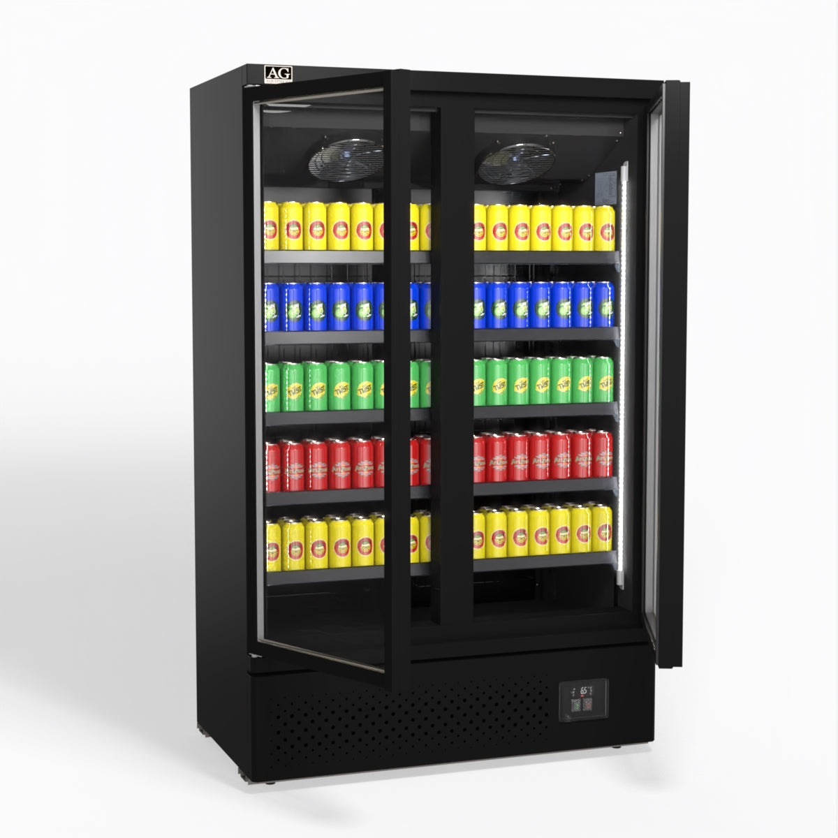 Commercial Upright Display Refrigerator with Two Glass Doors - 1000L Capacity, Perfect for Supermarkets, Restaurants, and Convenience Stores - Model CSB1000