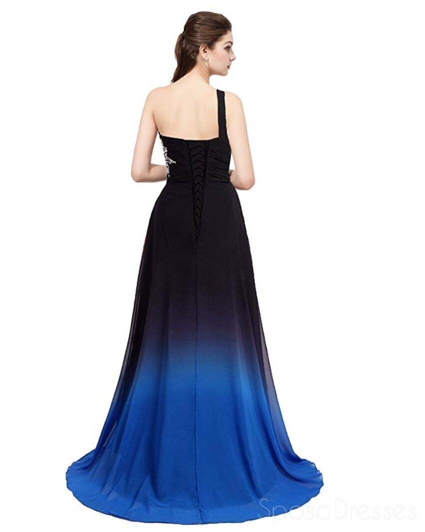 Elegant One Shoulder Beaded Chiffon Ombre Long Evening Prom Dress for Women | Sweet 16 Dresses | Perfect for Formal Events, Homecoming, Quinceañera & Special Occasions