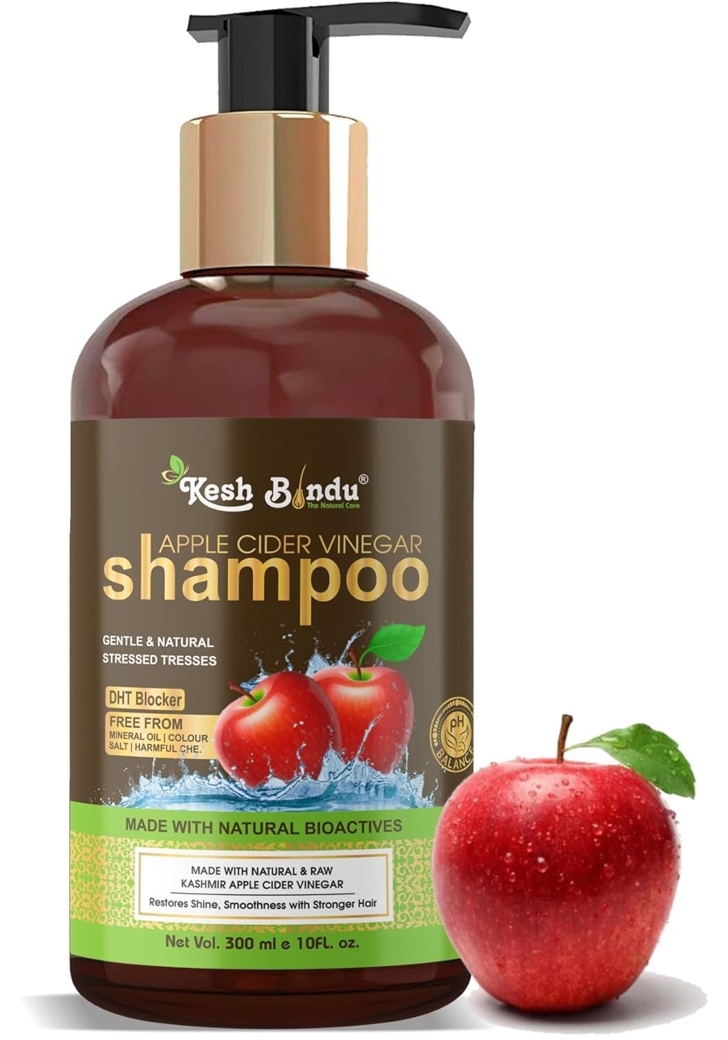 Organic Apple Cider Vinegar Shampoo for Hair Growth - Sulfate Free, Paraben Free, Vegan Formula - 300ml Bottle - Perfect for Dry, Damaged Hair & Scalp Care at Home