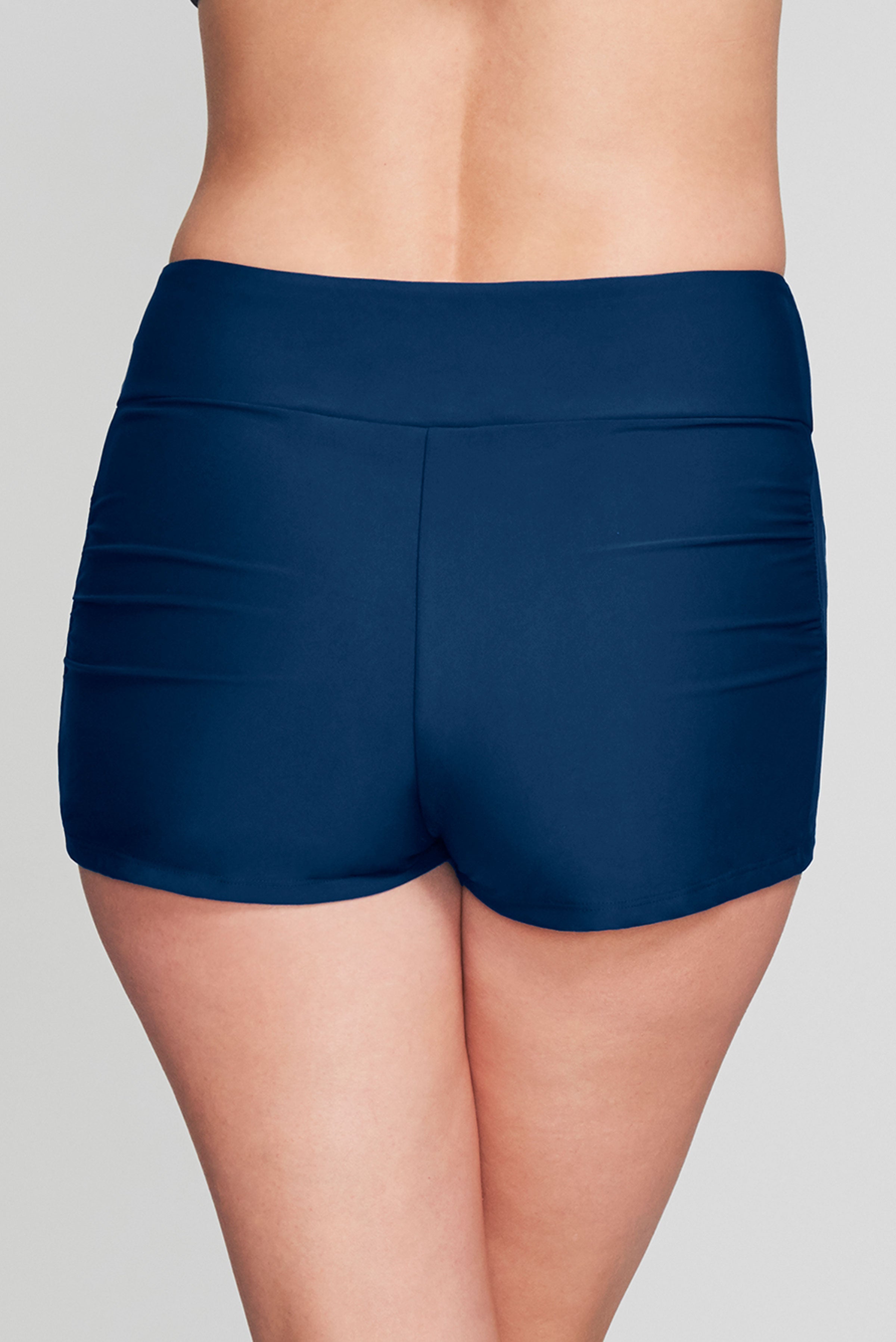 Men's Contouring Waistband Swim Shorts - Solid Navy Blue Quick-Dry Swim Trunks for Beach, Pool & Water Sports