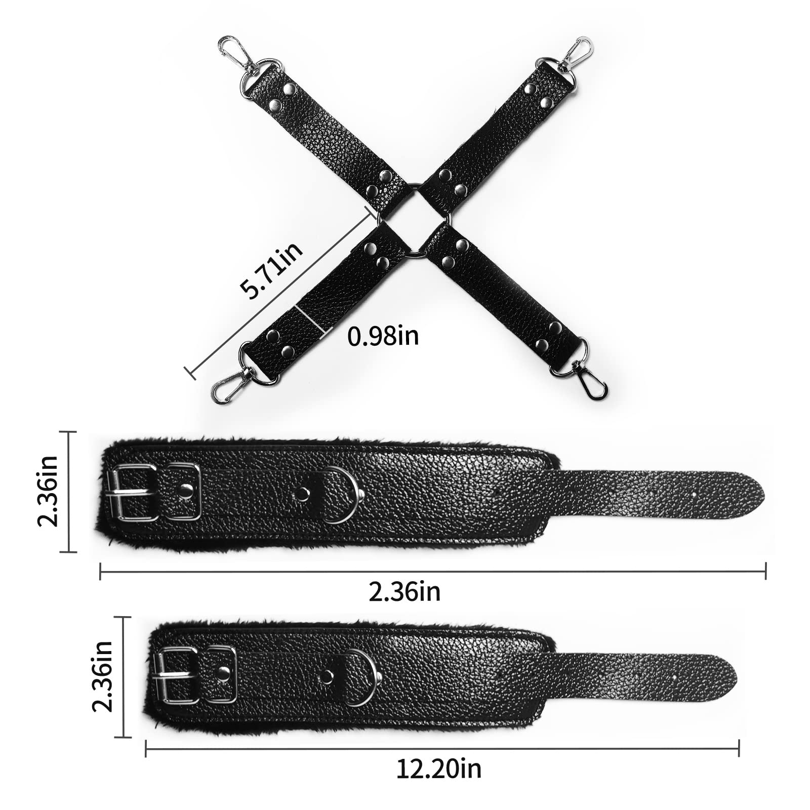 Premium BDSM Bondage Kit - Adjustable Handcuffs, Leg Straps & Soft Restraint Ropes for Couples | Portable SM Sex Toys for Bedroom Play | Unisex Black Bondage Set for Adults (Perfect for Roleplay & Spicing Up Relationships)