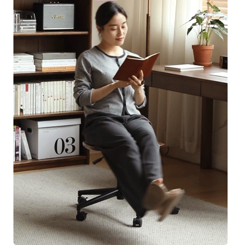 Modern Oak Solid Wood Lift & Swivel Office Chair - Ergonomic Rotatable Computer Desk Chair for Home & Office Workspace