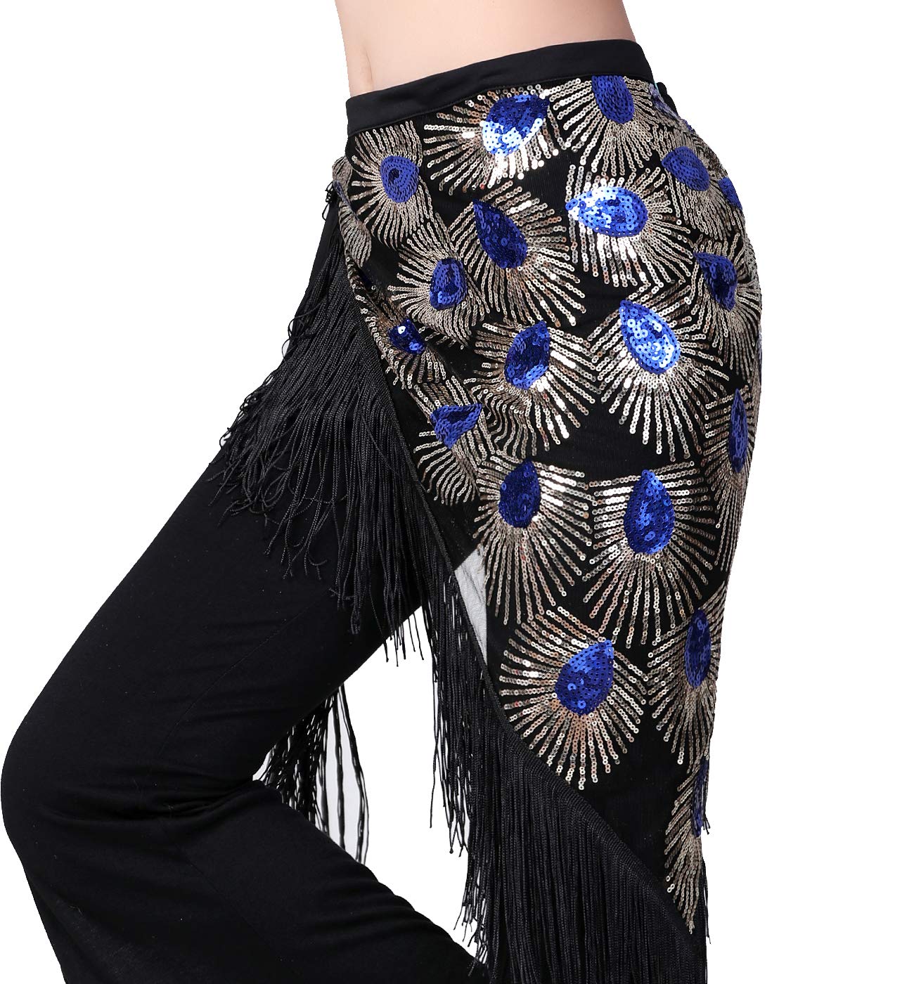 Women's Belly Dance Hip Scarf with Fringe & Sequins - Triangle Skirt for Rave, Costume Party & Performance - Perfect for Dance Classes, Festivals and Cultural Events