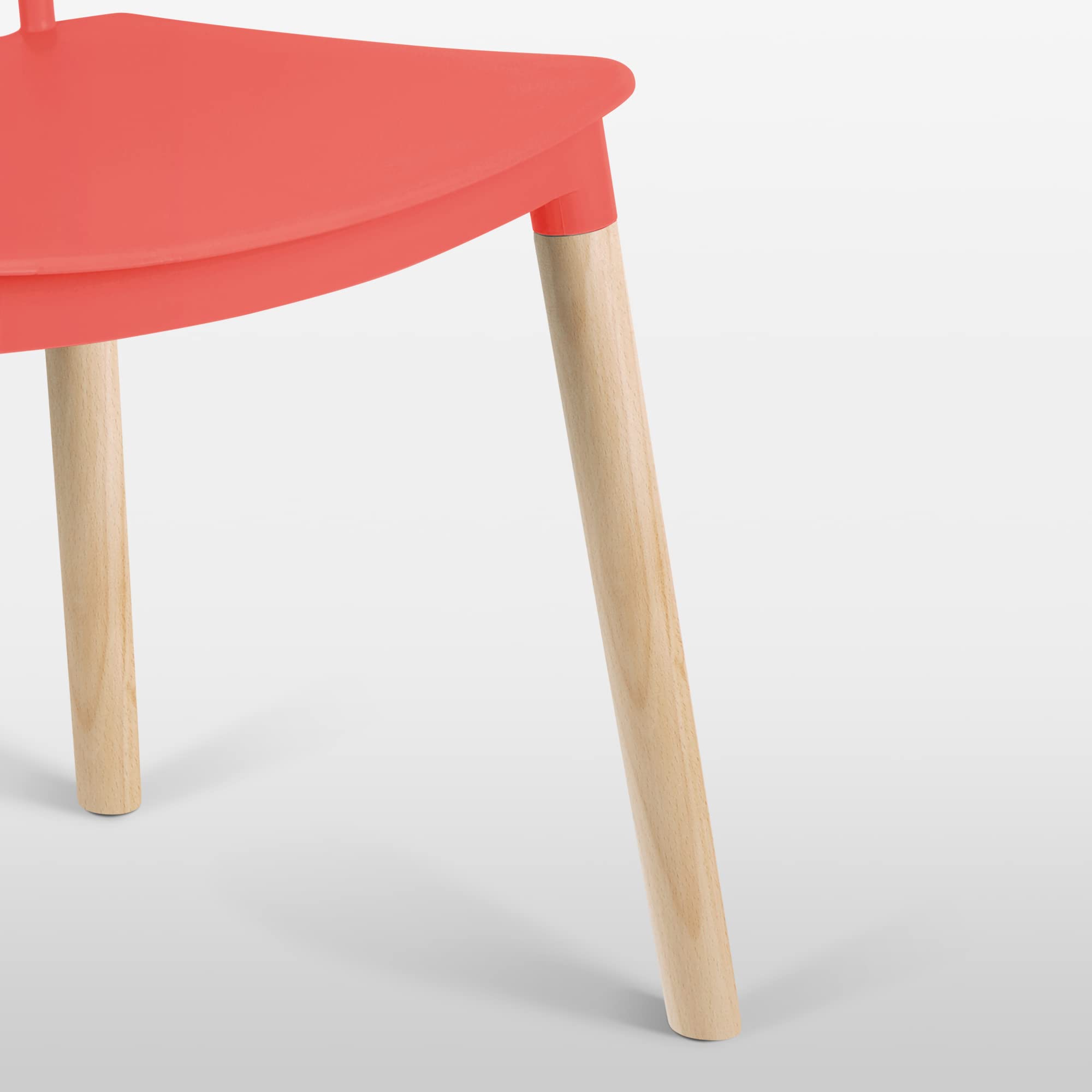 Modern Plastic Armless Dining Chairs with Wooden Legs - Set of 4 Contemporary Stackable Side Chairs for Kitchen, Dining Room, Restaurant, Cafe, Office & Home Decor - Perfect for Small Spaces, Breakfast Nooks and Waiting Areas