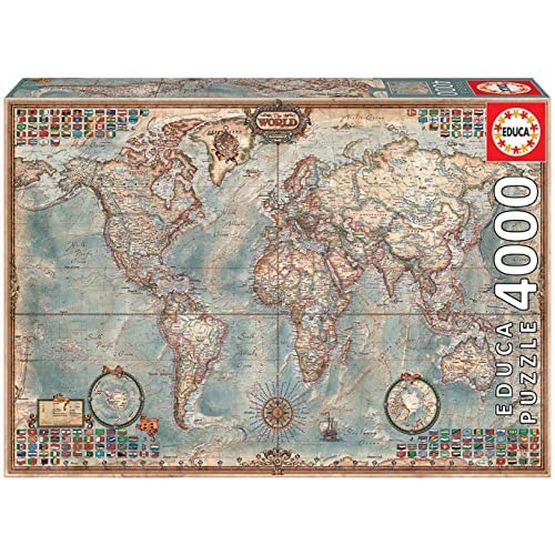 4,000 Piece Jigsaw Puzzle - World Map Educational Puzzle for Adults & Teens - Perfect for Family Game Night & Home Decor