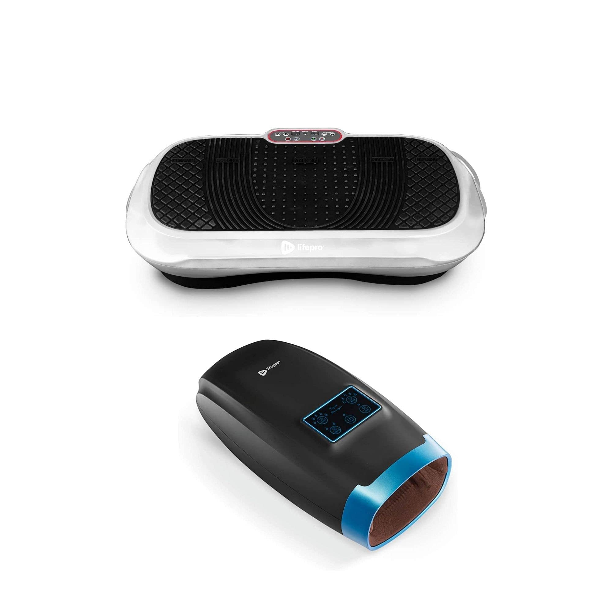 LifePro Waver Vibration Plate Exercise Machine & Legra Hand Massager Bundle - Full Body Workout & Muscle Recovery for Home Gym, Office, and Relaxation