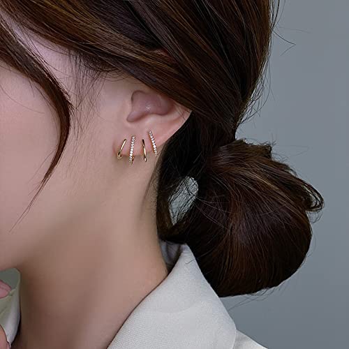 Minimalist 4-Piece S925 Sterling Silver Criss Cross Ear Cuff Set - No Piercing Cartilage Earrings for Helix, Double Simple Line Fake Ear Cuffs | Perfect for Everyday Wear, Parties & Gifting