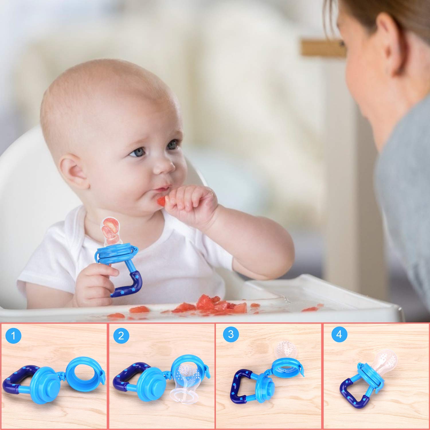 SYGA Medium Fresh Food Nibbler, Baby Fruit Feeder Pacifier with Soft Silicone Mesh - BPA Free Teething Toy for Infants 6-12 Months (Green) | Perfect for Soothing Gums & Introducing Solid Foods Safely
