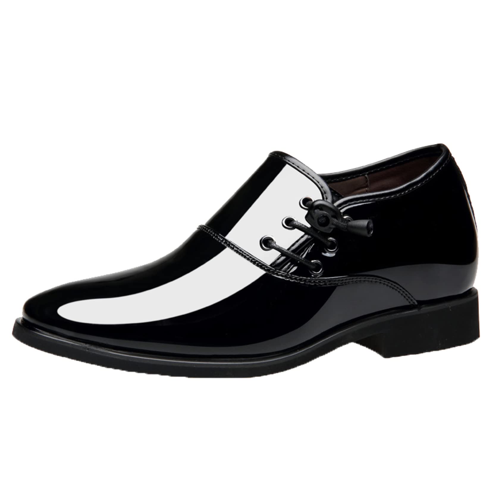 Premium Men's Patent Leather Dress Oxfords - Adjustable Side Lace Up, Pointed Toe Business Shoes for Office & Formal Occasions | Lightweight & Comfortable Men's Dress Shoes for Work, Weddings & Professional Events