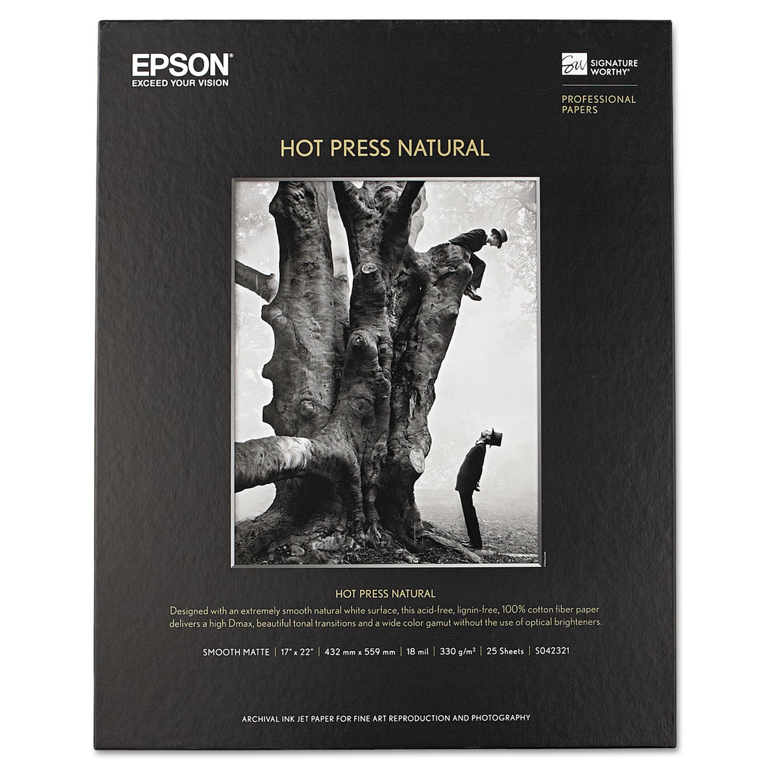 17 x 22 Inch Hot Press Natural Smooth Matte Paper - 25 Sheets for Watercolor, Acrylic & Ink Art - Perfect for Professional Artists & Hobbyists