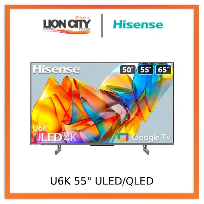 Hisense U6K 55-Inch 4K ULED Smart Google TV with Dolby Vision HDR - Perfect for Home Theater & Streaming Entertainment
