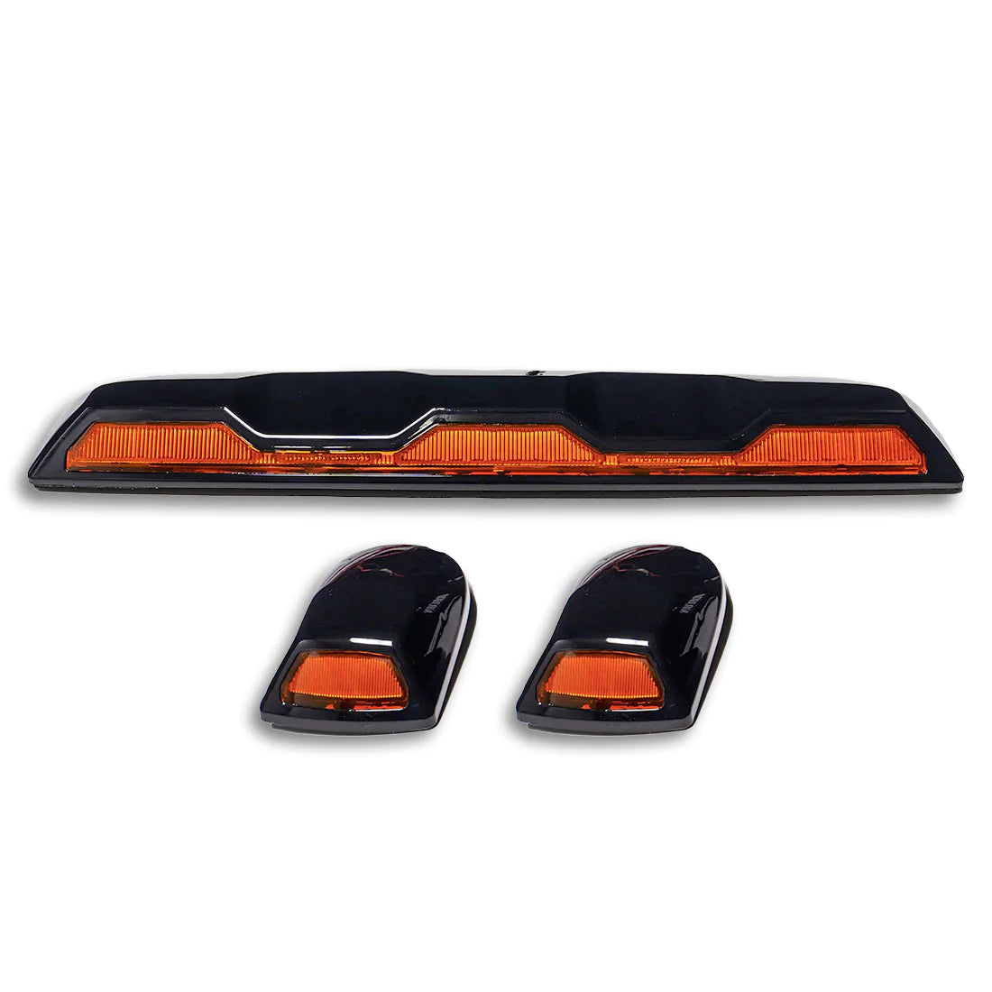 GMC & Chevy 20-24 4th Gen Heavy Duty 3-Piece Amber Cab Roof Light Lens with LED - OEM Replacement for Truck Cab Lights - Perfect for Off-Roading, Night Driving & Emergency Vehicles